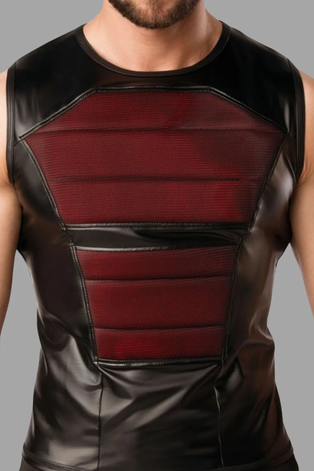 Armored. Color-Under. Men's Tank Top. Front Pads. Black and Red