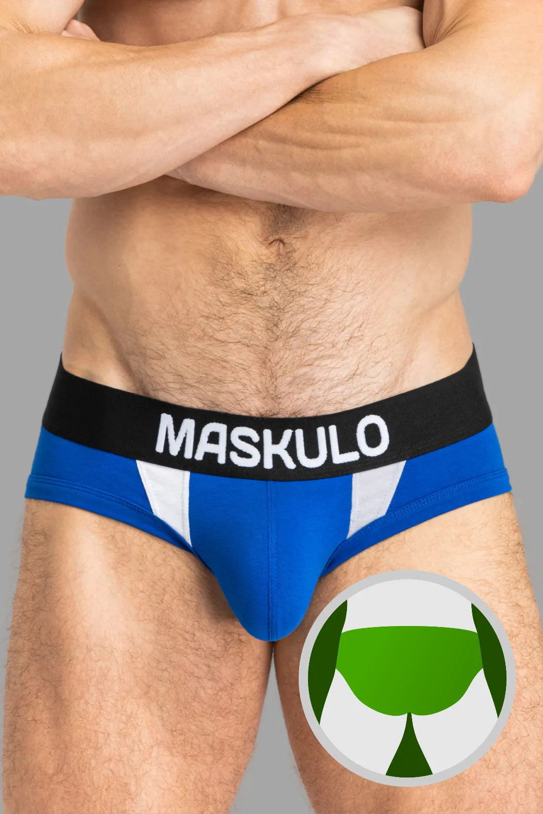 CAPTAIN-A Briefs with O-Inside-POUCH. Blue Royal and White