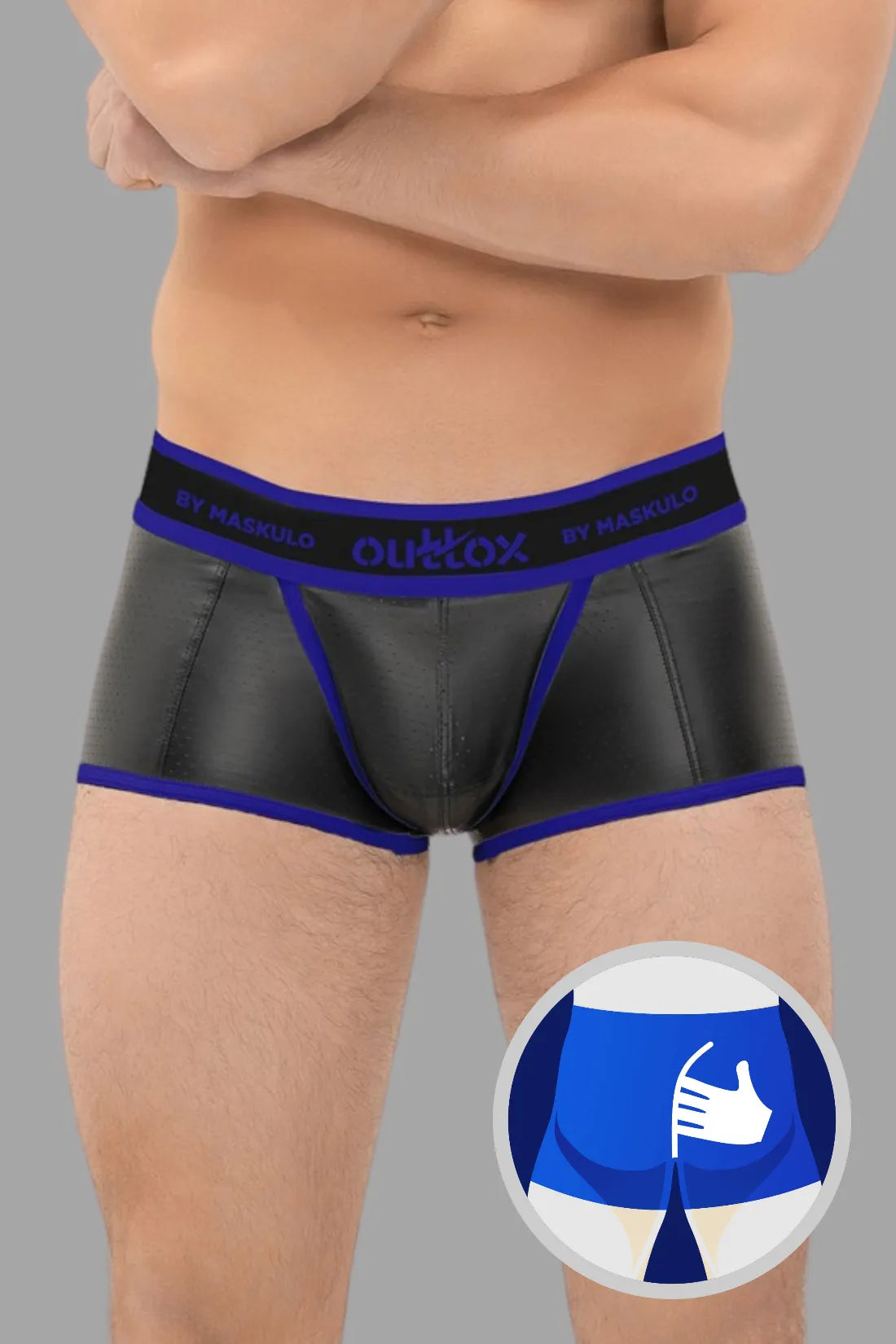 Outtox by Maskulo. Wrapped Rear Trunk Shorts. Black and Blue