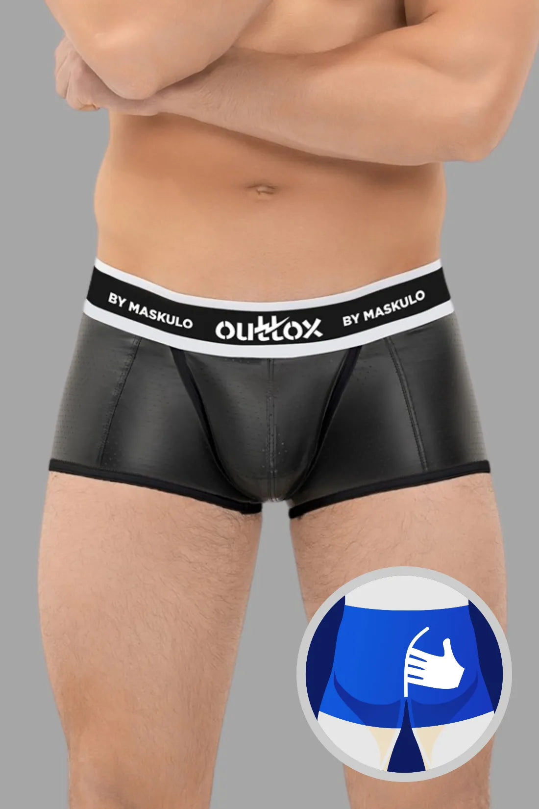 Outtox by Maskulo. Wrapped Rear Trunk Shorts. Codpiece. Black