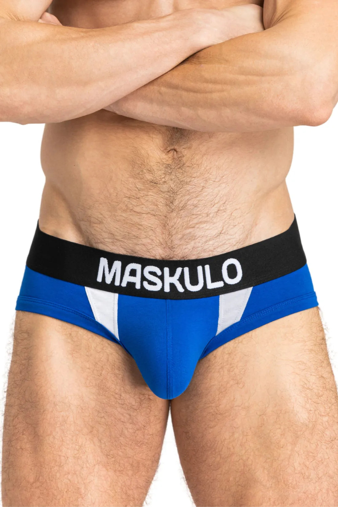 CAPTAIN-A Briefs with O-Inside-POUCH. Blue Royal and White