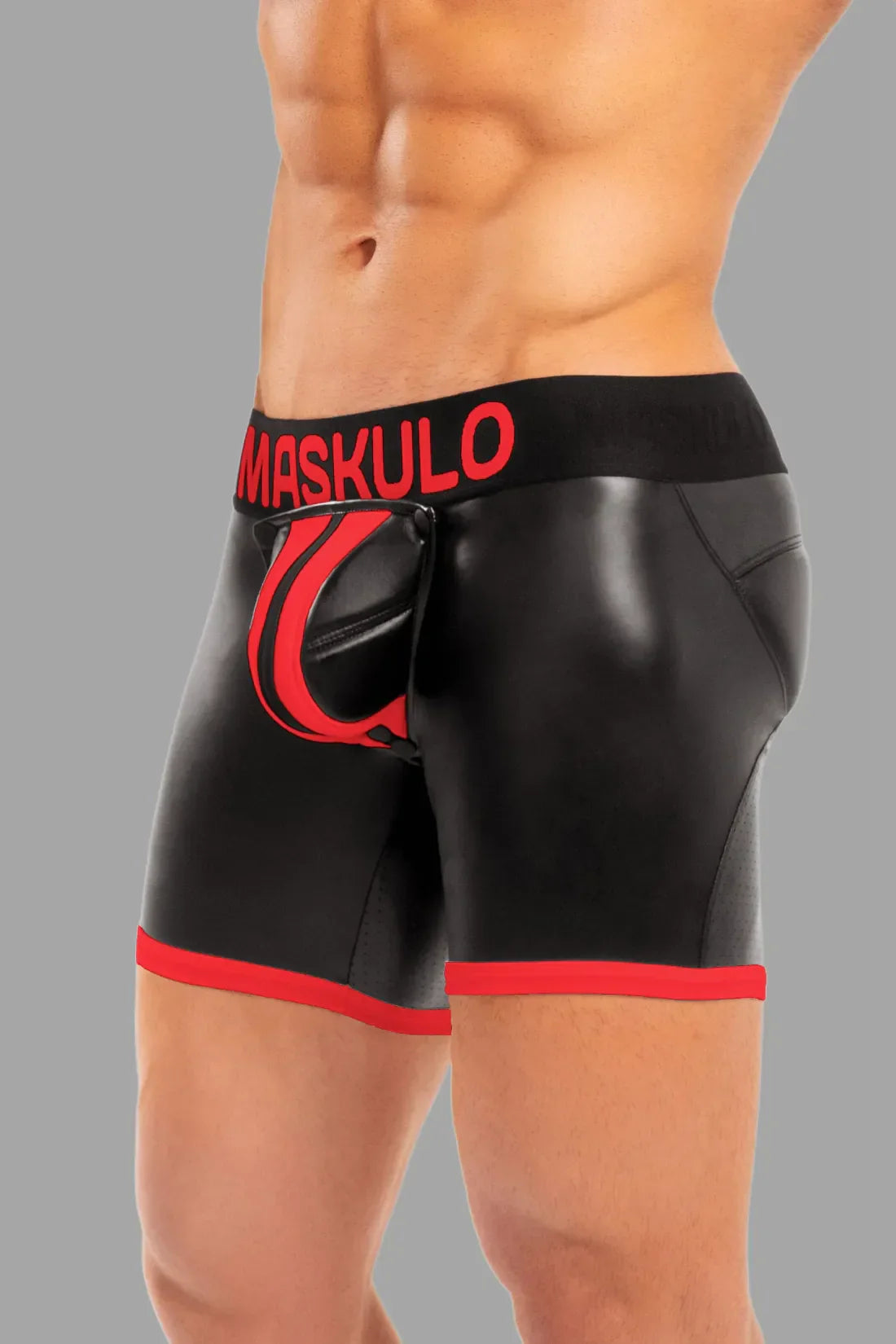 Basic Shorts with Pads. Zippered rear. Black and Red