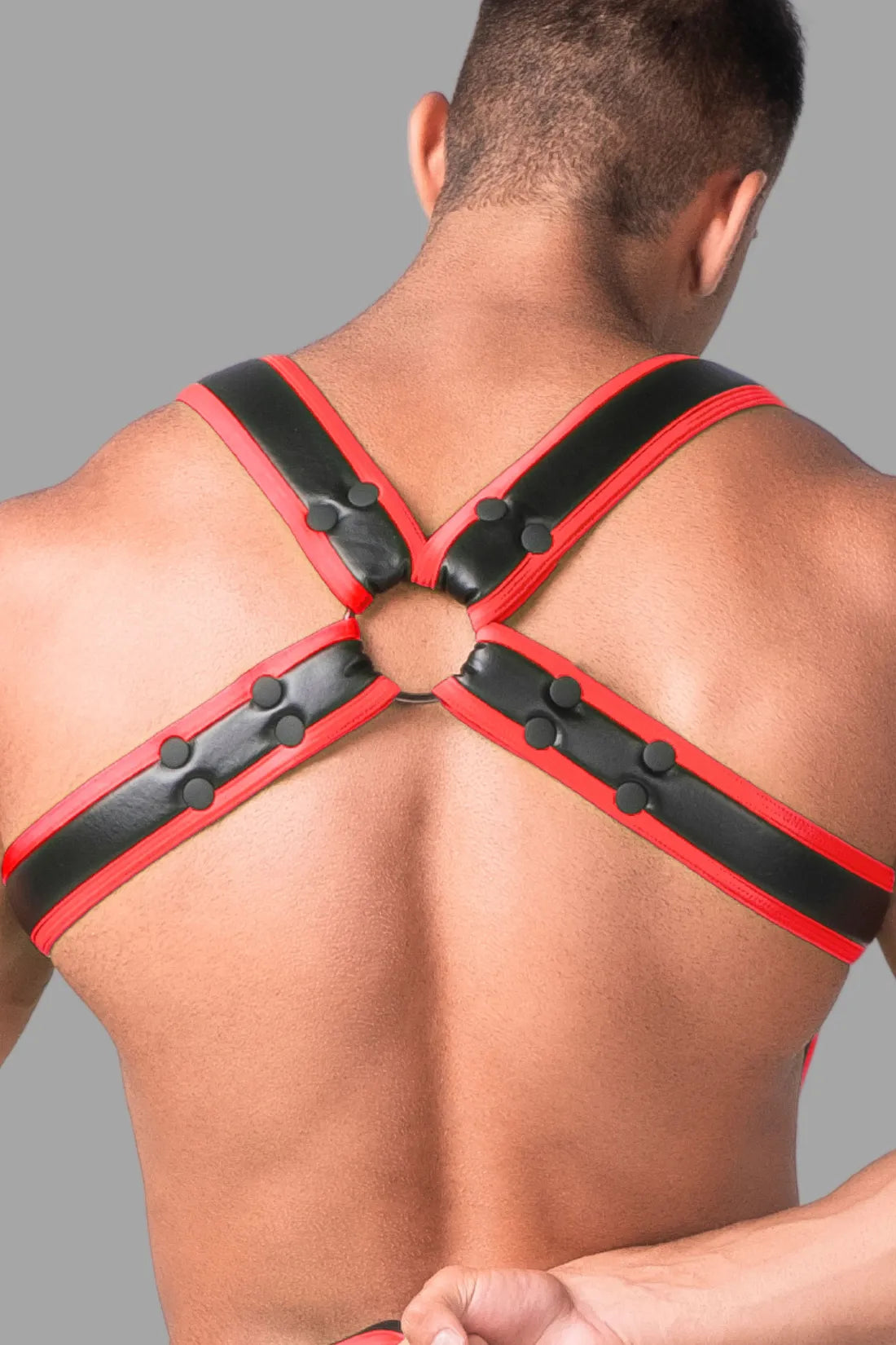 Youngero. Men's Body Harness. Black and Red