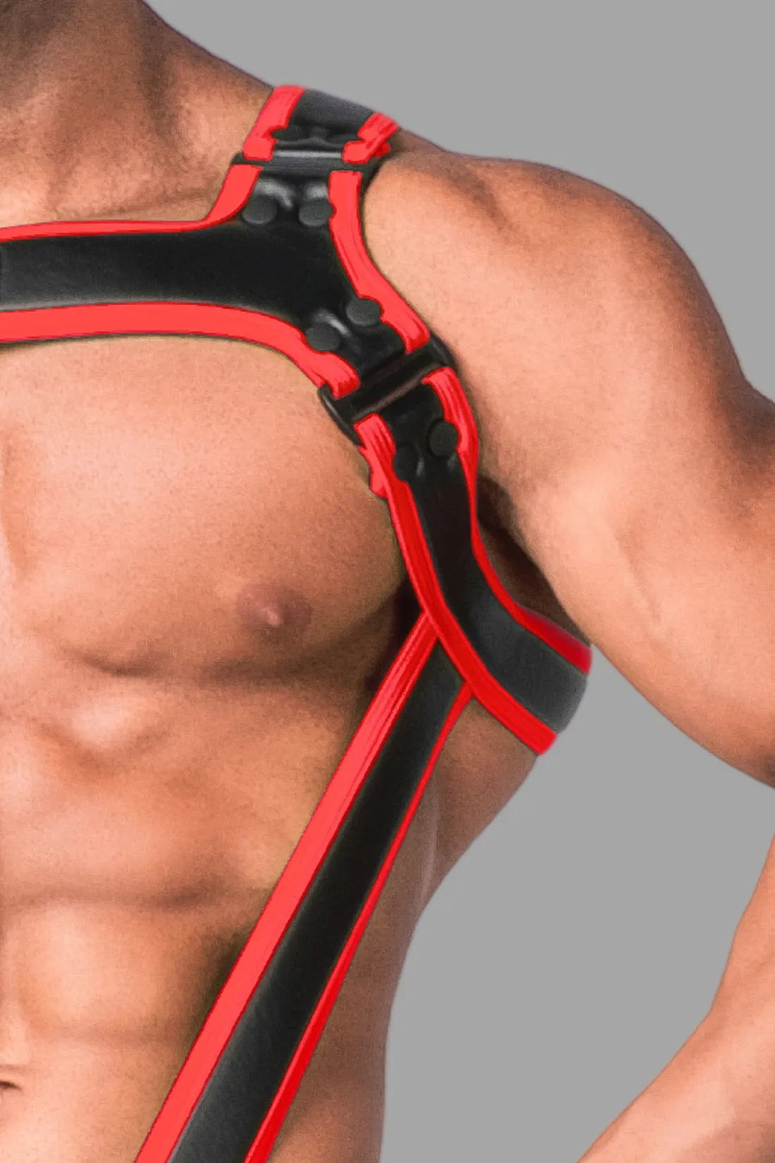 Youngero. Men's Body Harness. Black and Red