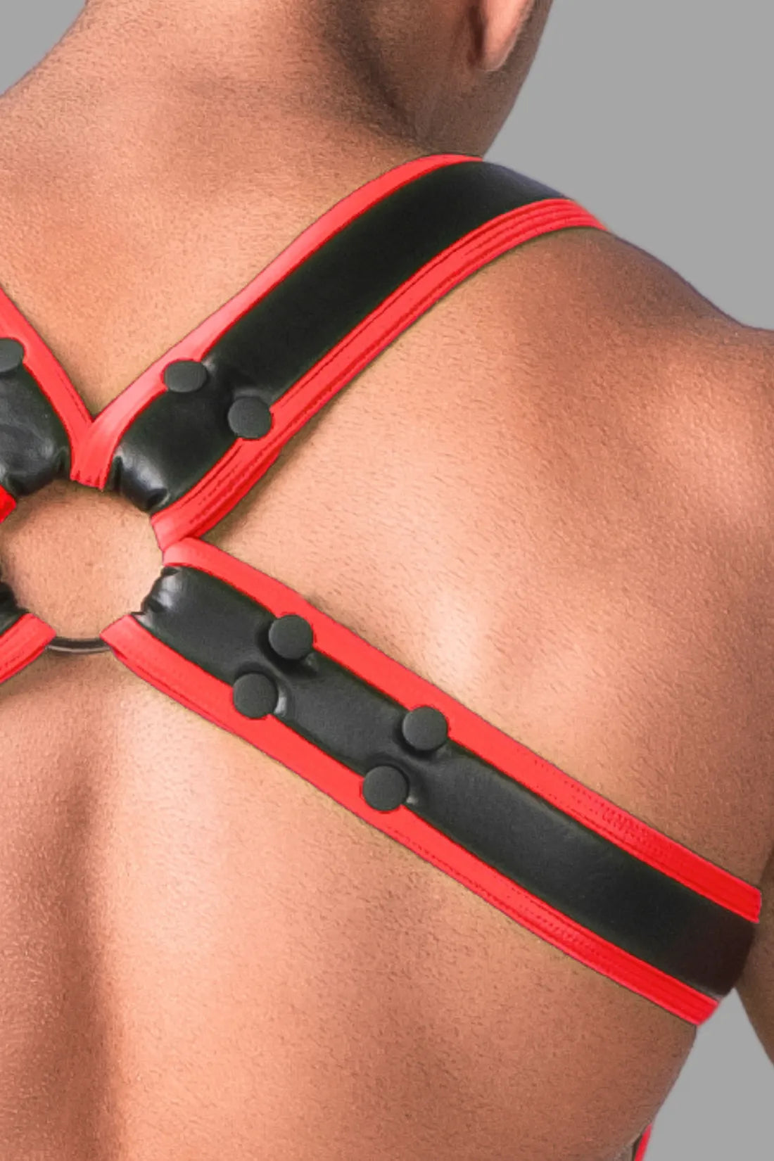 Youngero. Men's Body Harness. Black and Red