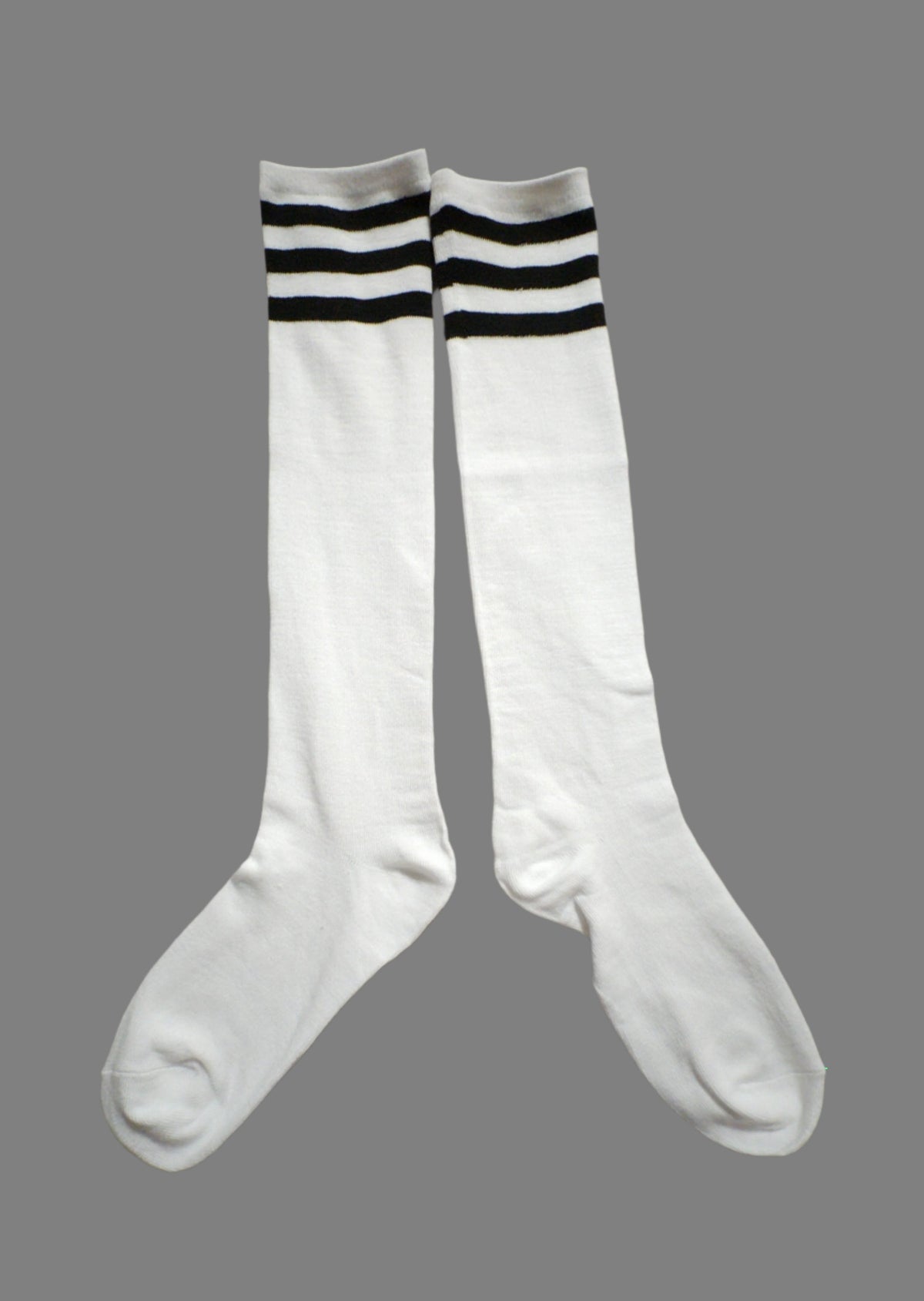 Long Socks. White + Black Stripes