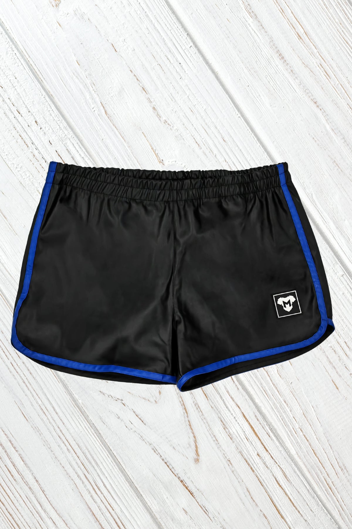 Gavin Powern PU Leather 'Jogging' Shorts. Black + Blue