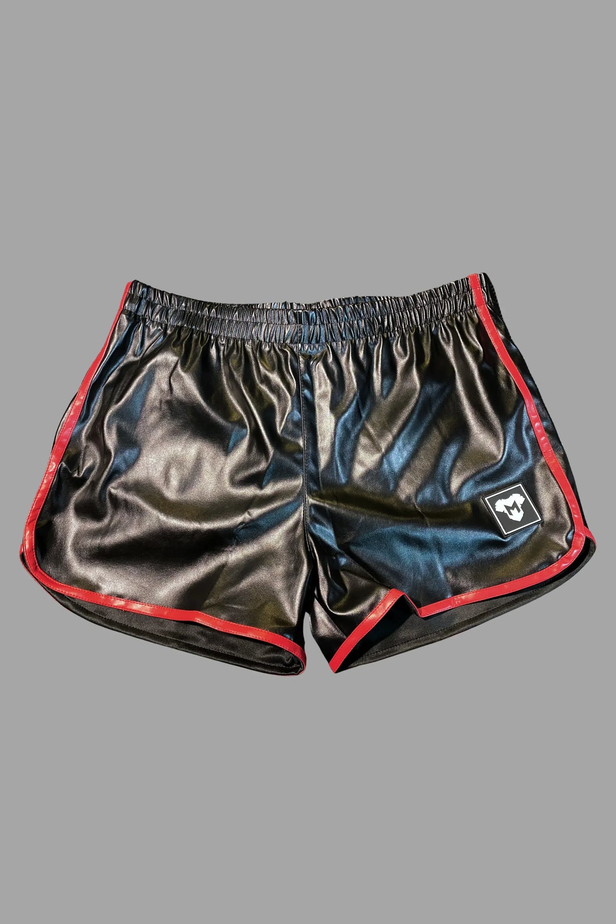 Irvin Powern PU Leather 'Jogging' Shorts. Black + Red