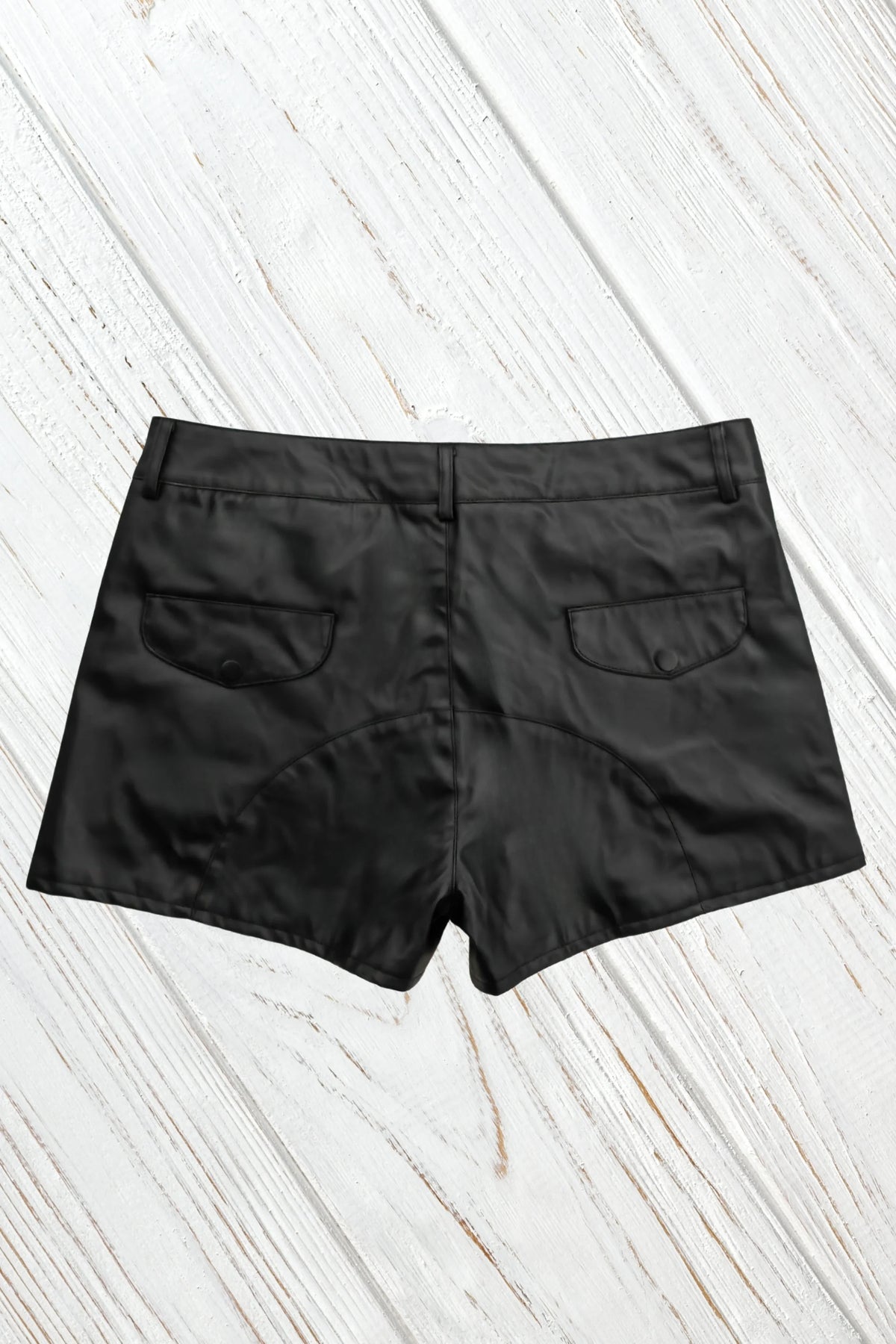 Kane Leatherbud PU Leather Shorts "Jeans Style". Black