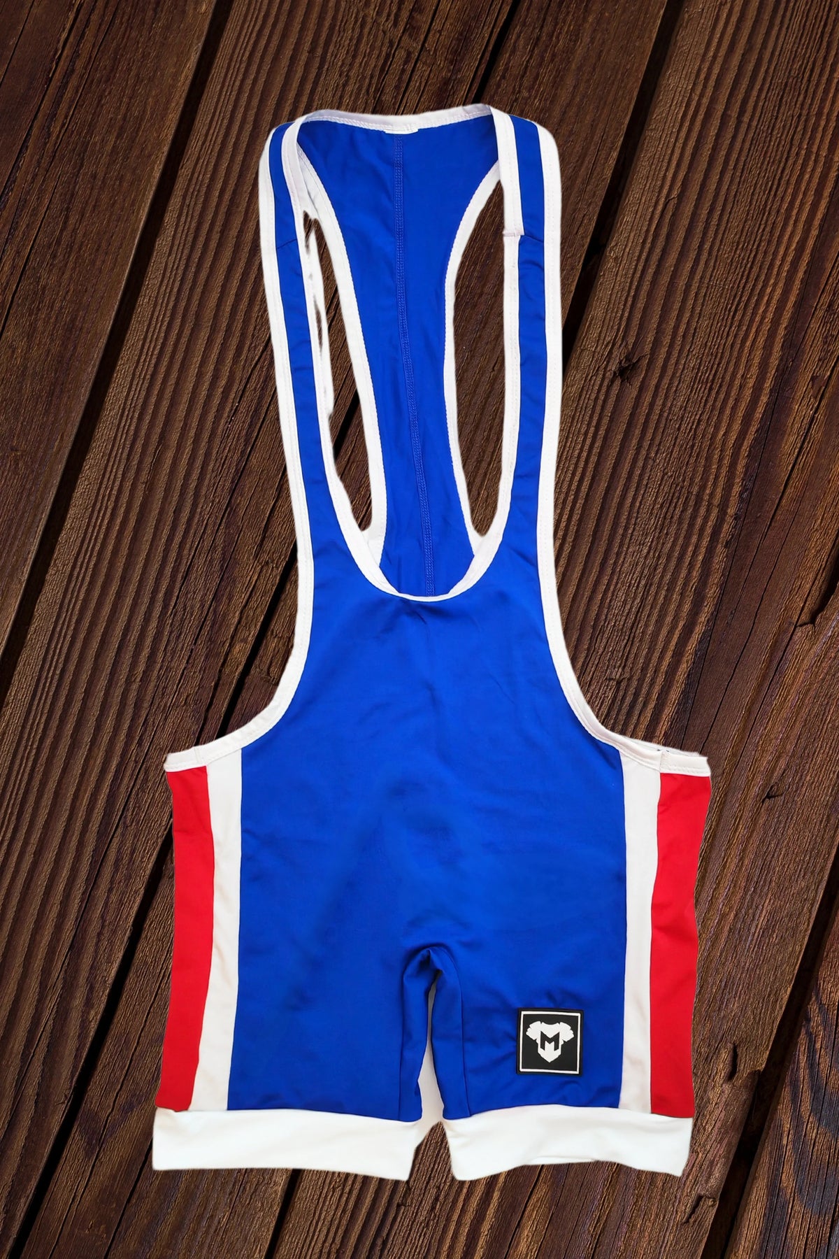 Rex Grapple Spandex Wrestling Singlet. Blue + White