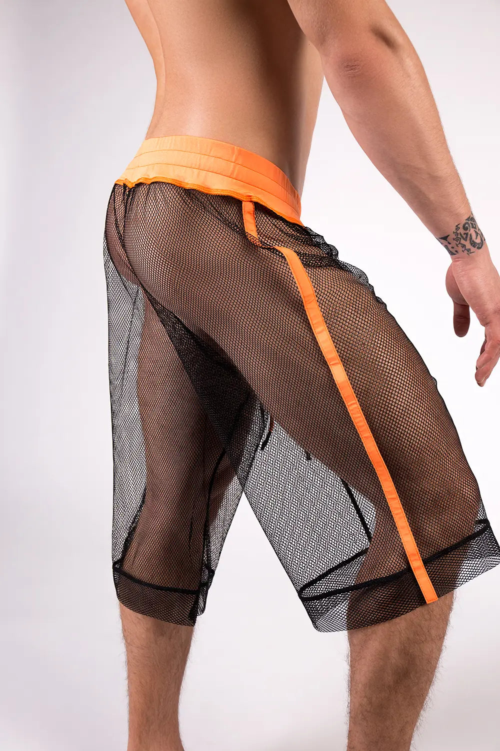 Youngero. Knee-Length Shorts. Regular Rear. Orange Neon
