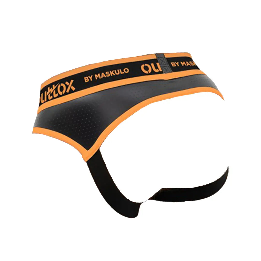 Outtox by Maskulo. Open Rear Briefs with Snap Codpiece. Orange