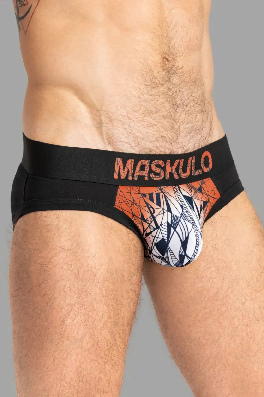 ARMOR Briefs with ART - X effect. Black and Orange - MBR144 - Y3 - Maskulo US NY FL
