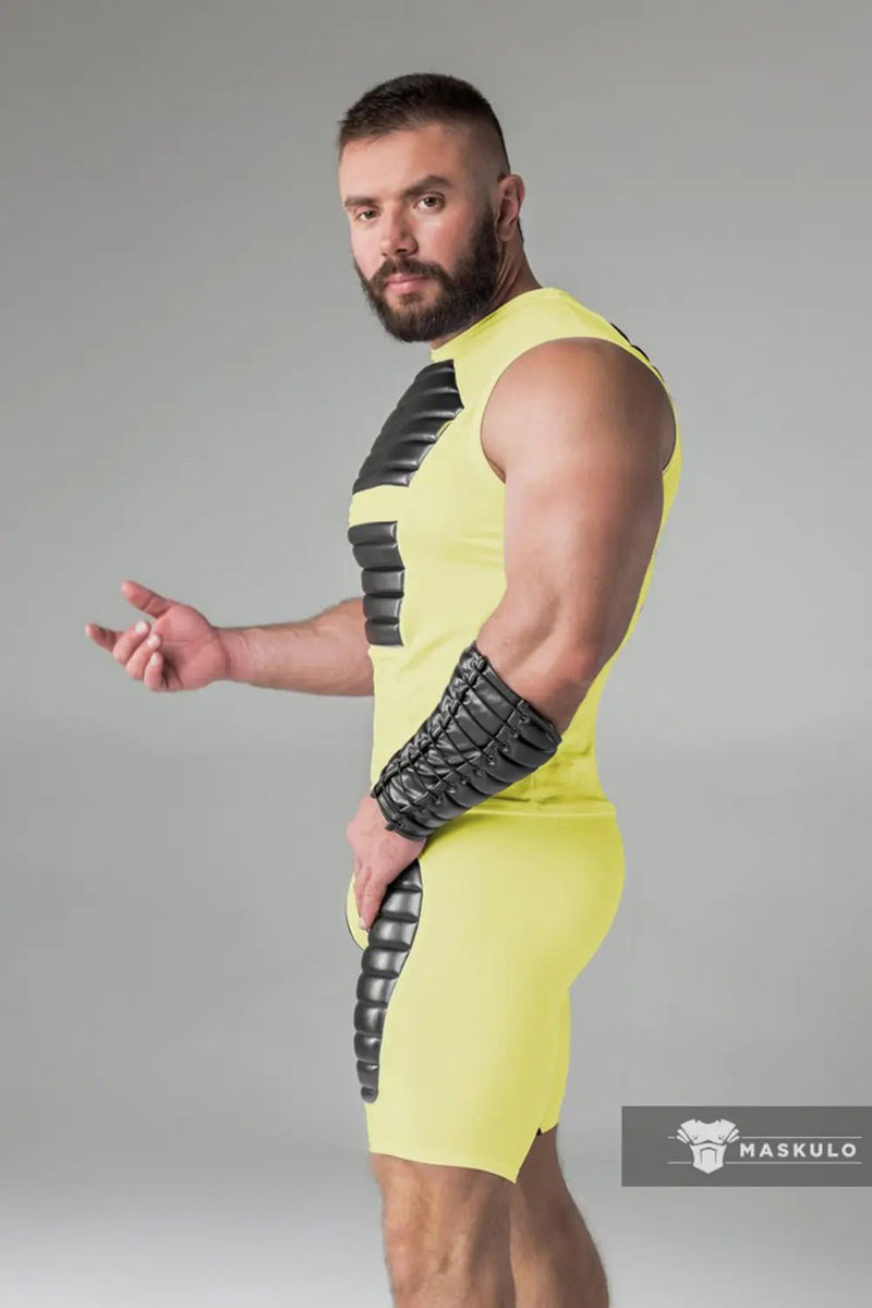 Armored. Men's Front Padded Shorts. Zip - Rear. Pouch. Yellow - MSH189-Y1 - Maskulo US NY FL