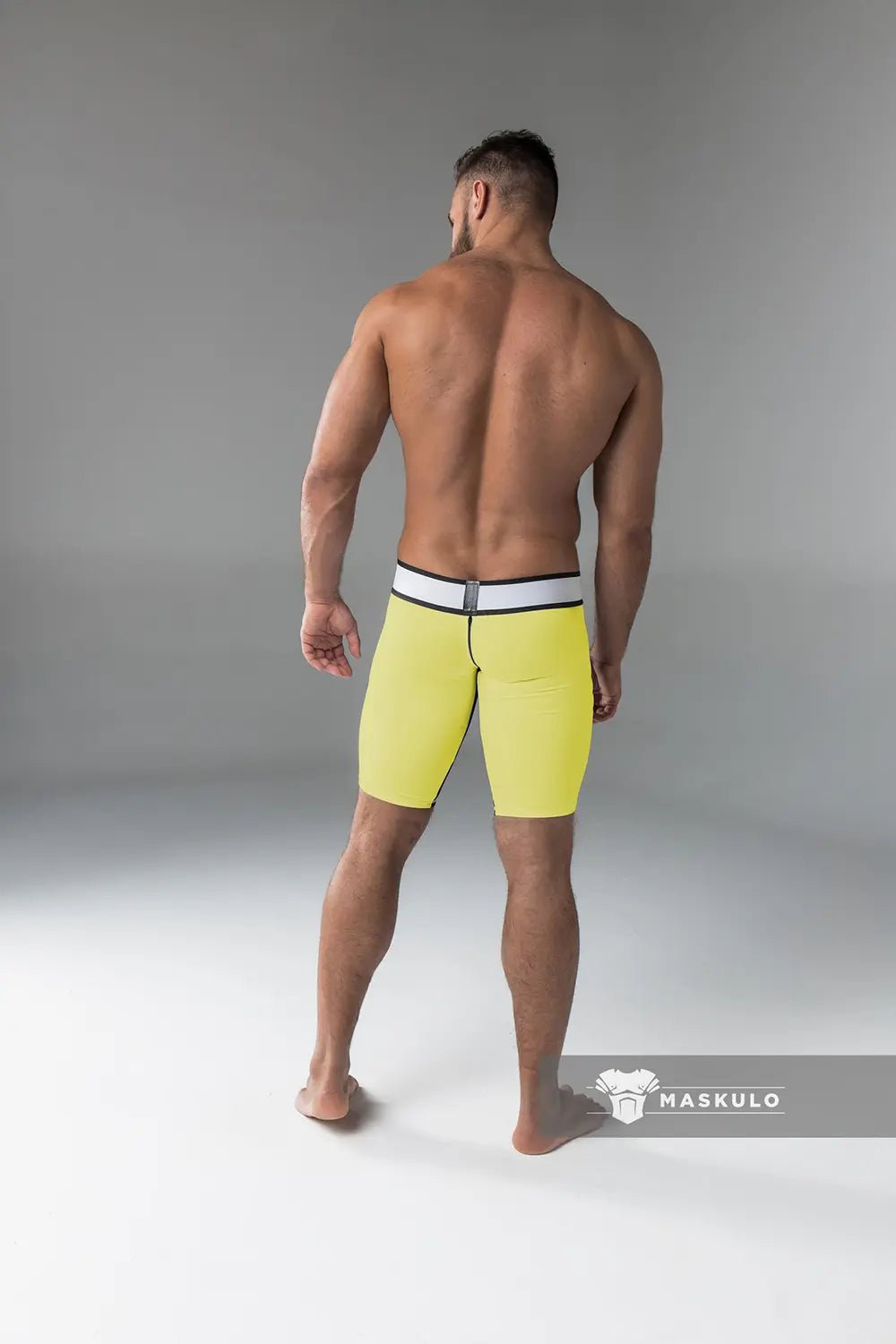 Armored. Men's Front Padded Shorts. Zip - Rear. Pouch. Yellow - MSH189-Y1 - Maskulo US NY FL