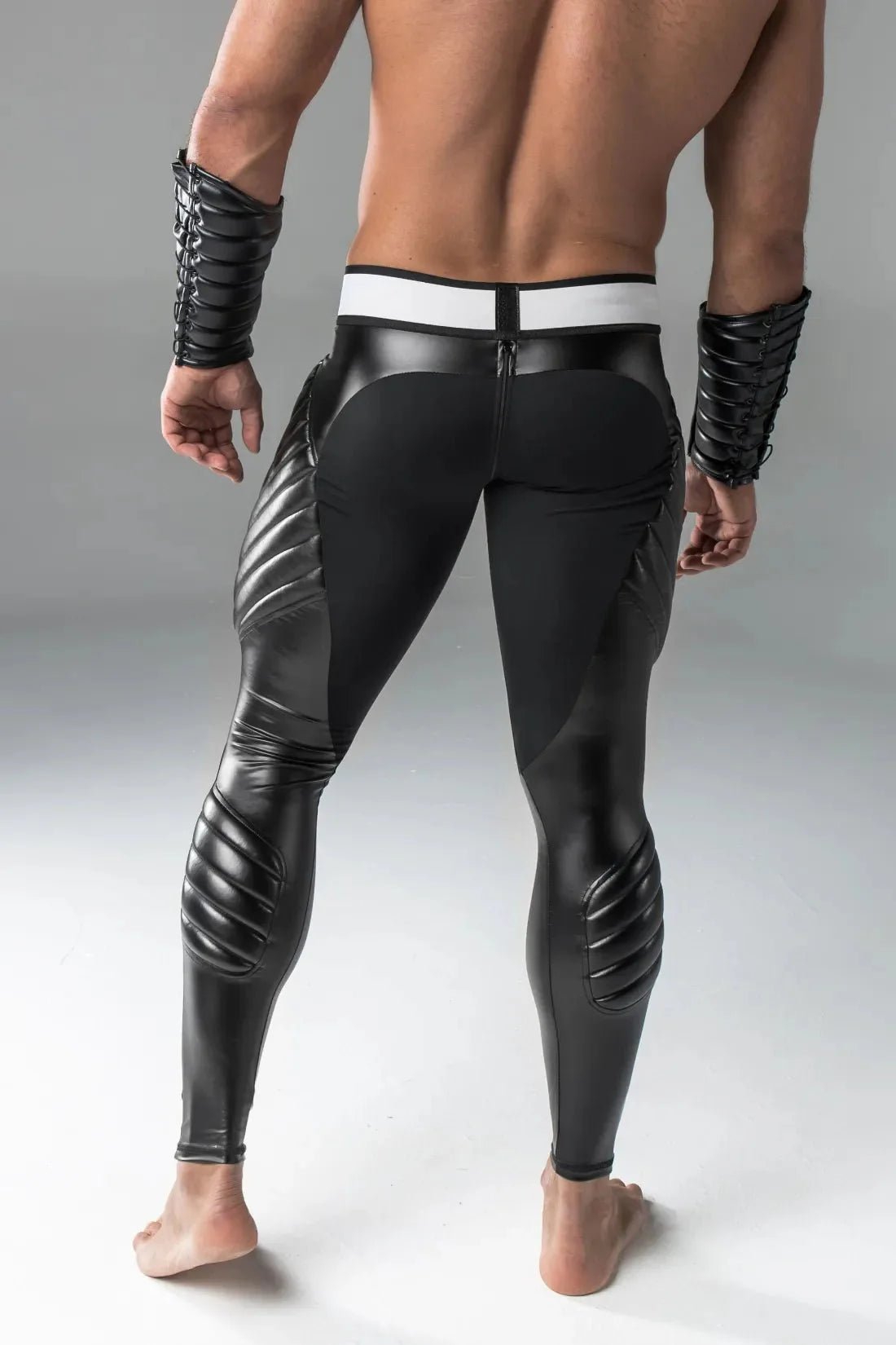 Armored. Men's Leggings. Codpiece. Zipped Rear. Black - MLG108-Y5 - Maskulo US NY FL