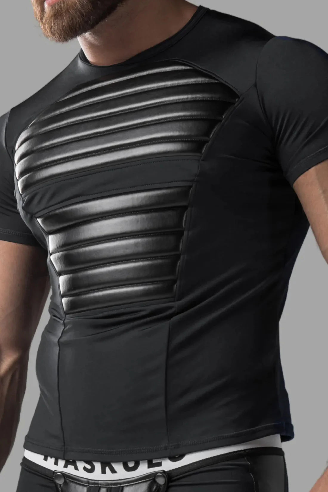 Armored. Men's T-Shirt. Spandex. Front Pads. Black - MTP104 - Y1 - Maskulo US NY FL