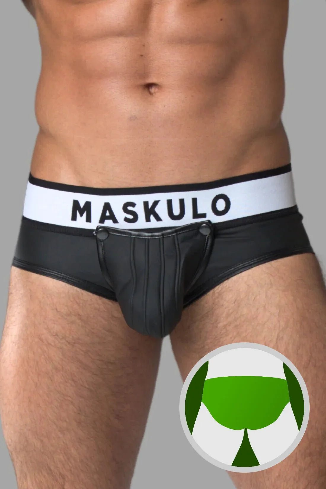 Armored. Rubber look Briefs. Detachable Pouch. Black - MBR108-Y1 - Maskulo US NY FL
