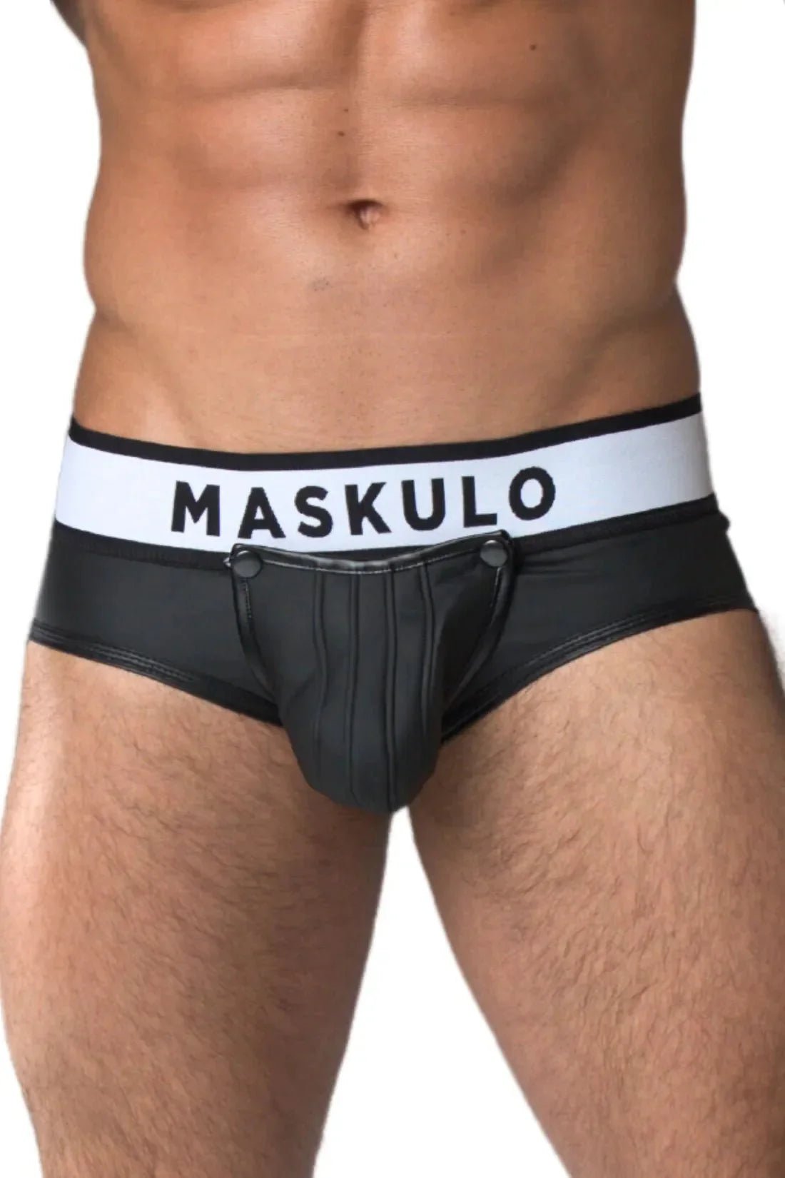 Armored. Rubber look Briefs. Detachable Pouch. Black - MBR108-Y1 - Maskulo US NY FL