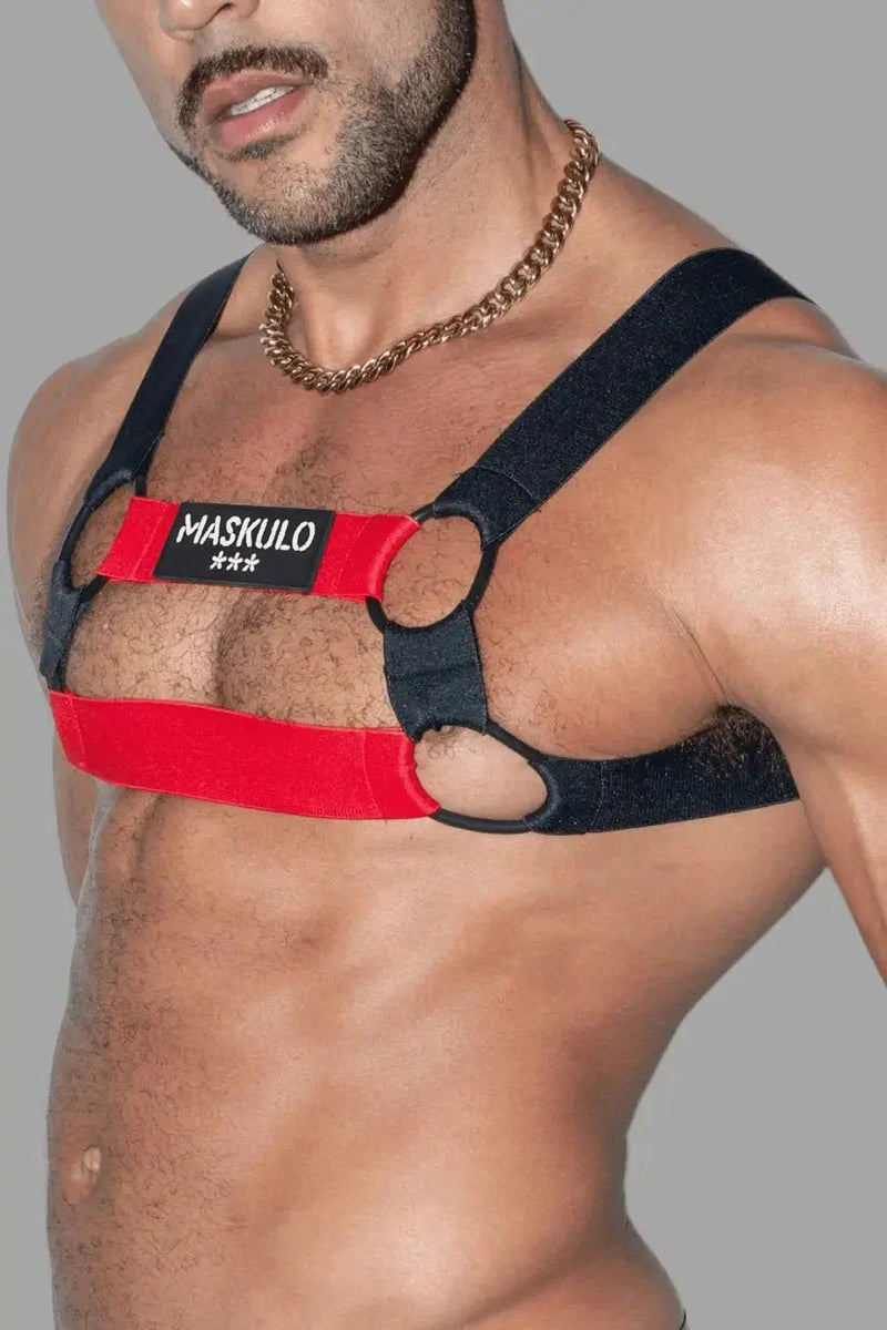 Blake Tropix. Elastic Bulldog Harness. Red - MHR212 - Y1 - Maskulo US NY FL