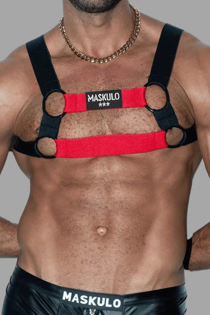Blake Tropix. Elastic Bulldog Harness. Red - MHR212 - Y1 - Maskulo US NY FL