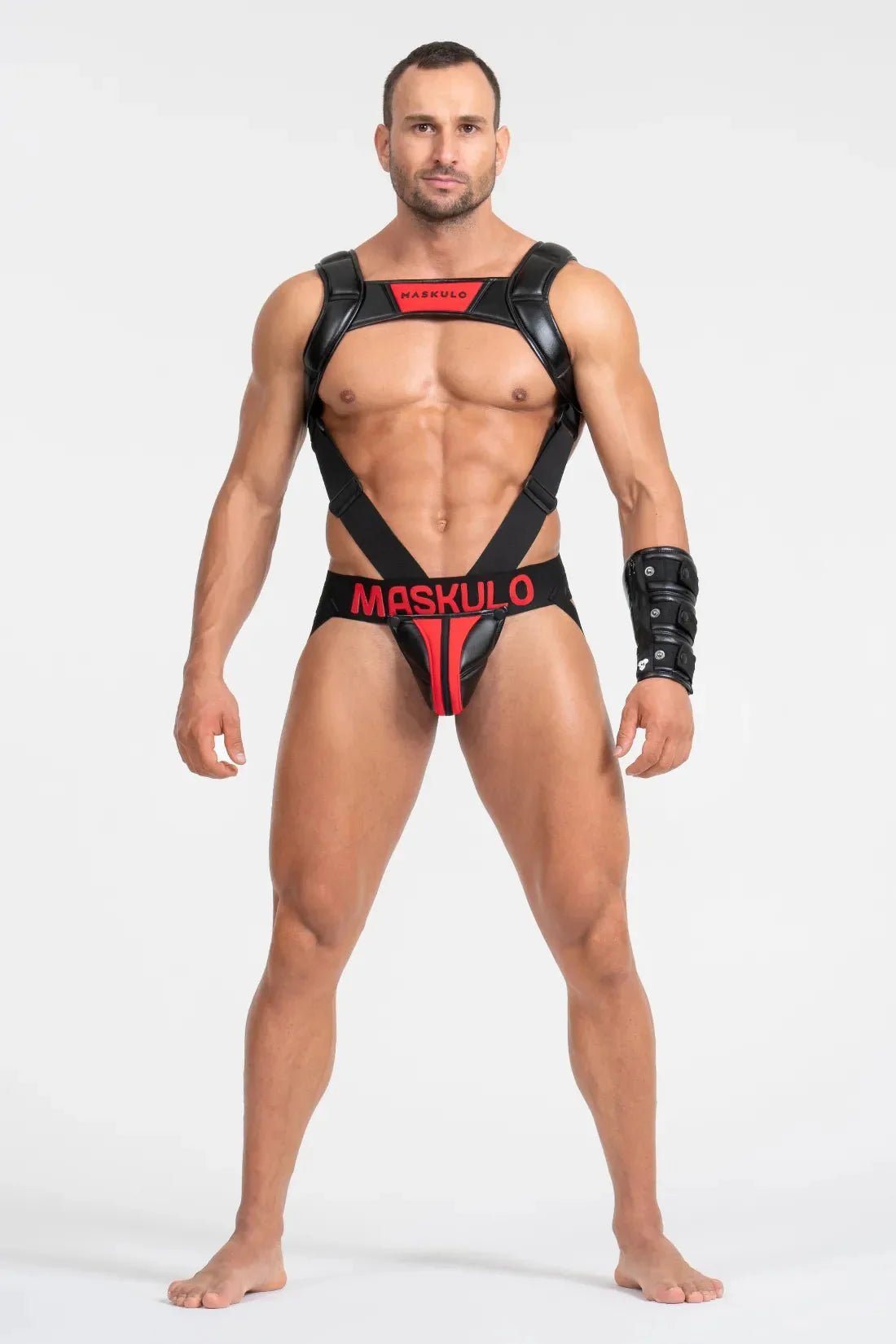 Body Harness with Push - up Effect. Black and Red - MHR119 - Y5 - Maskulo US NY FL