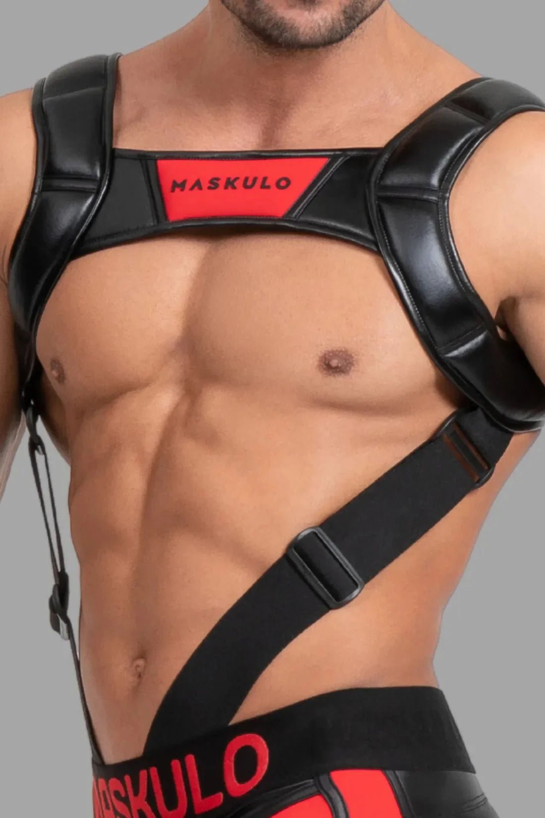 Body Harness with Push - up Effect. Black and Red - MHR119 - Y5 - Maskulo US NY FL