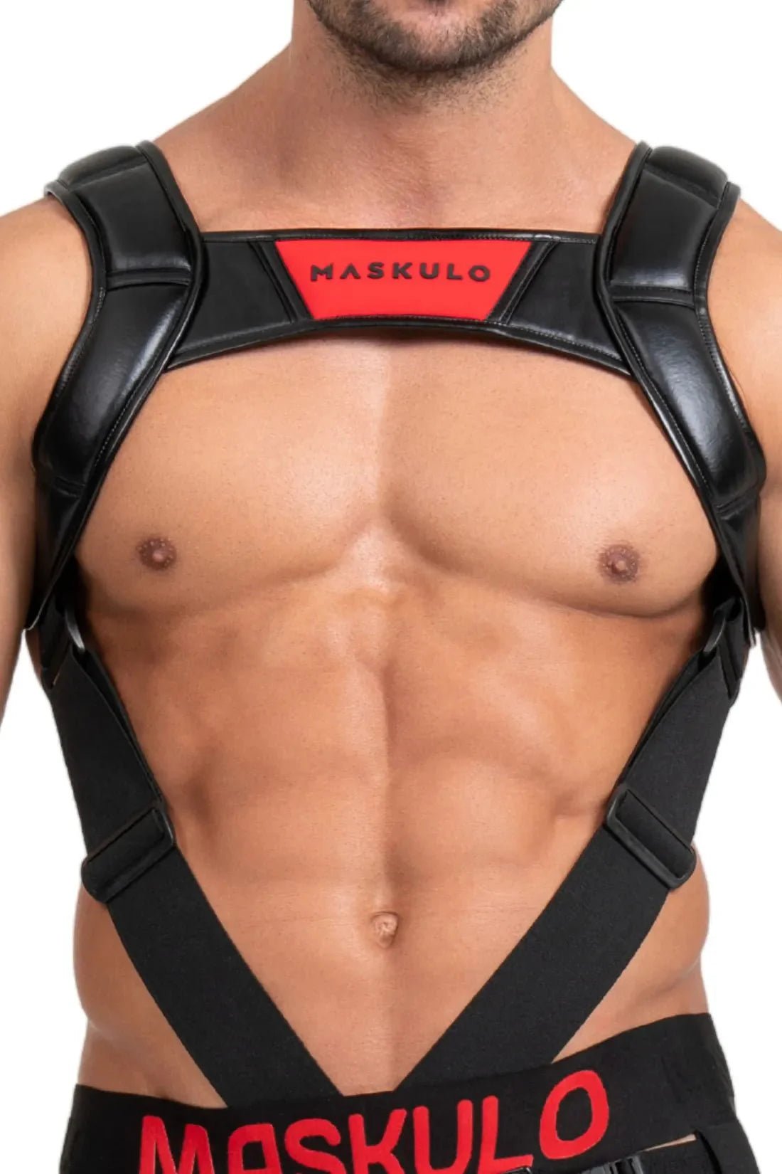 Body Harness with Push - up Effect. Black and Red - MHR119 - Y5 - Maskulo US NY FL