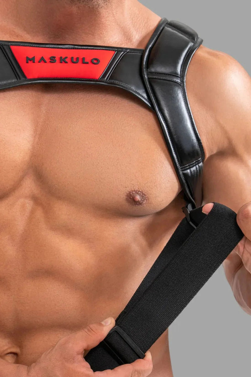 Body Harness with Push - up Effect. Black and Red - MHR119 - Y5 - Maskulo US NY FL