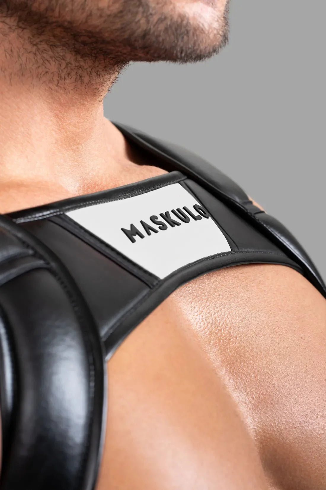 Body Harness with Push - up Effect. XXL size. Black and White - MHR120 - Y5 - Maskulo US NY FL