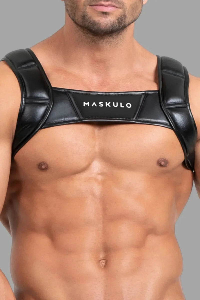 Bulldog Harness with 3D Logo. Black - MHR118 - Y5 - Maskulo US NY FL