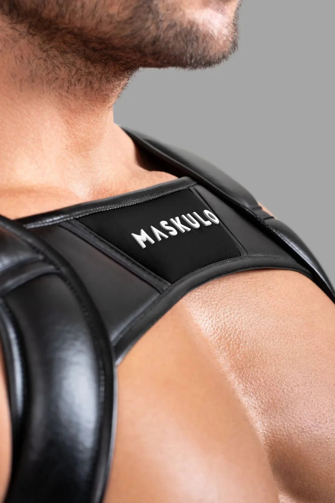 Bulldog Harness with 3D Logo. Black - MHR118 - Y5 - Maskulo US NY FL