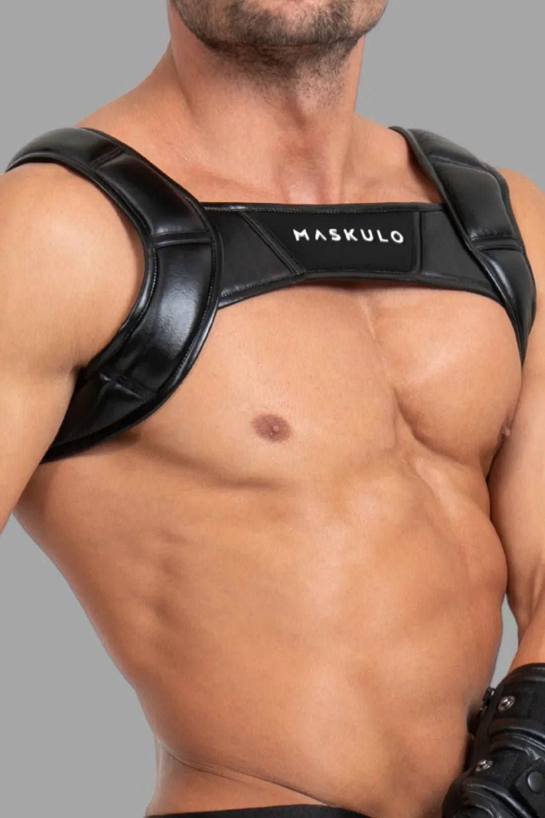 Bulldog Harness with 3D Logo. Black - MHR118 - Y5 - Maskulo US NY FL