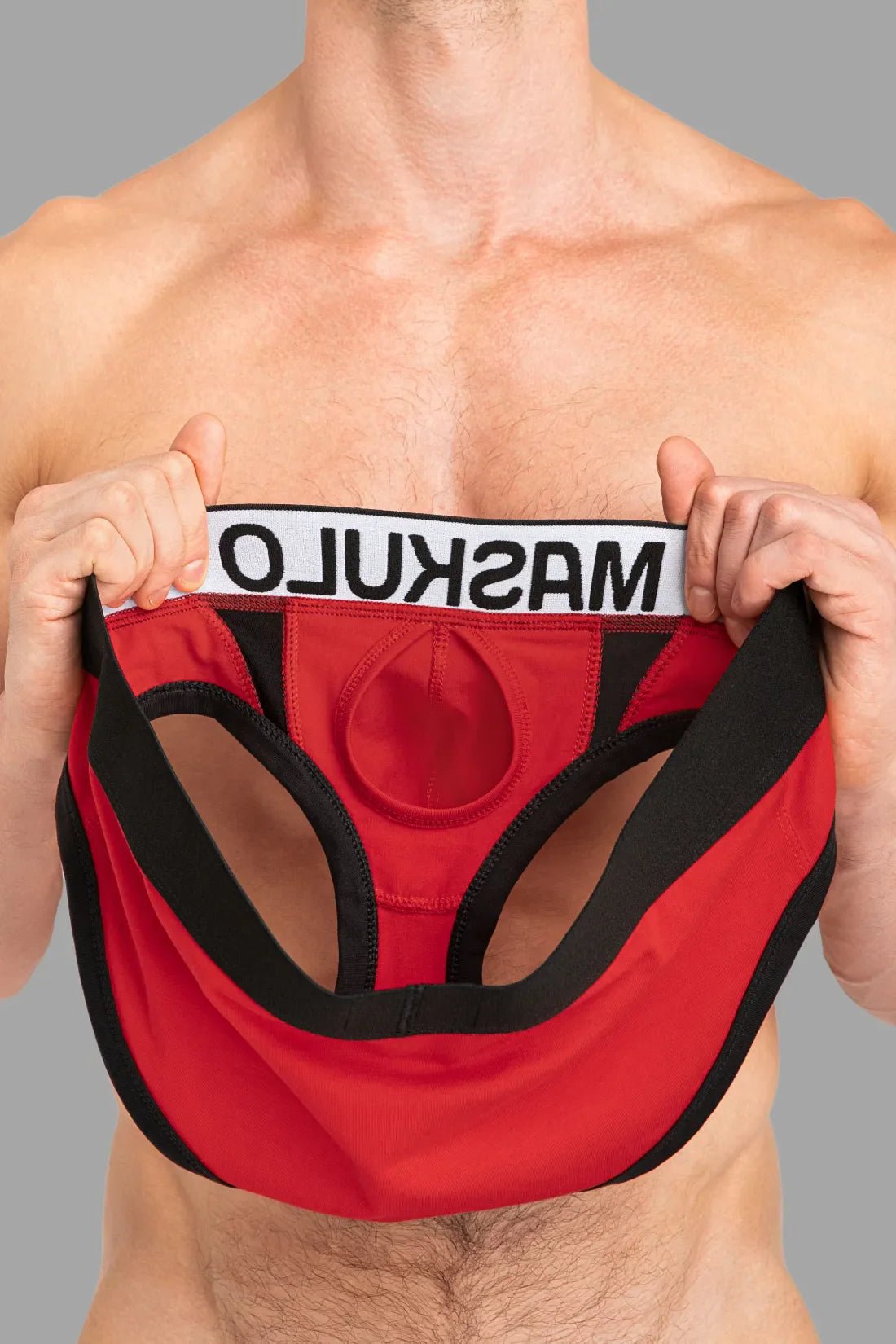 CAPTAIN - A Briefs with O - Inside - POUCH. Red and Black - MBR142 - Y3 - Maskulo US NY FL