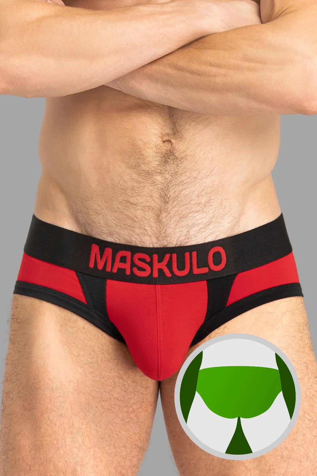 CAPTAIN - A Briefs with O - Inside - POUCH. Red and Black - MBR142 - Y3 - Maskulo US NY FL