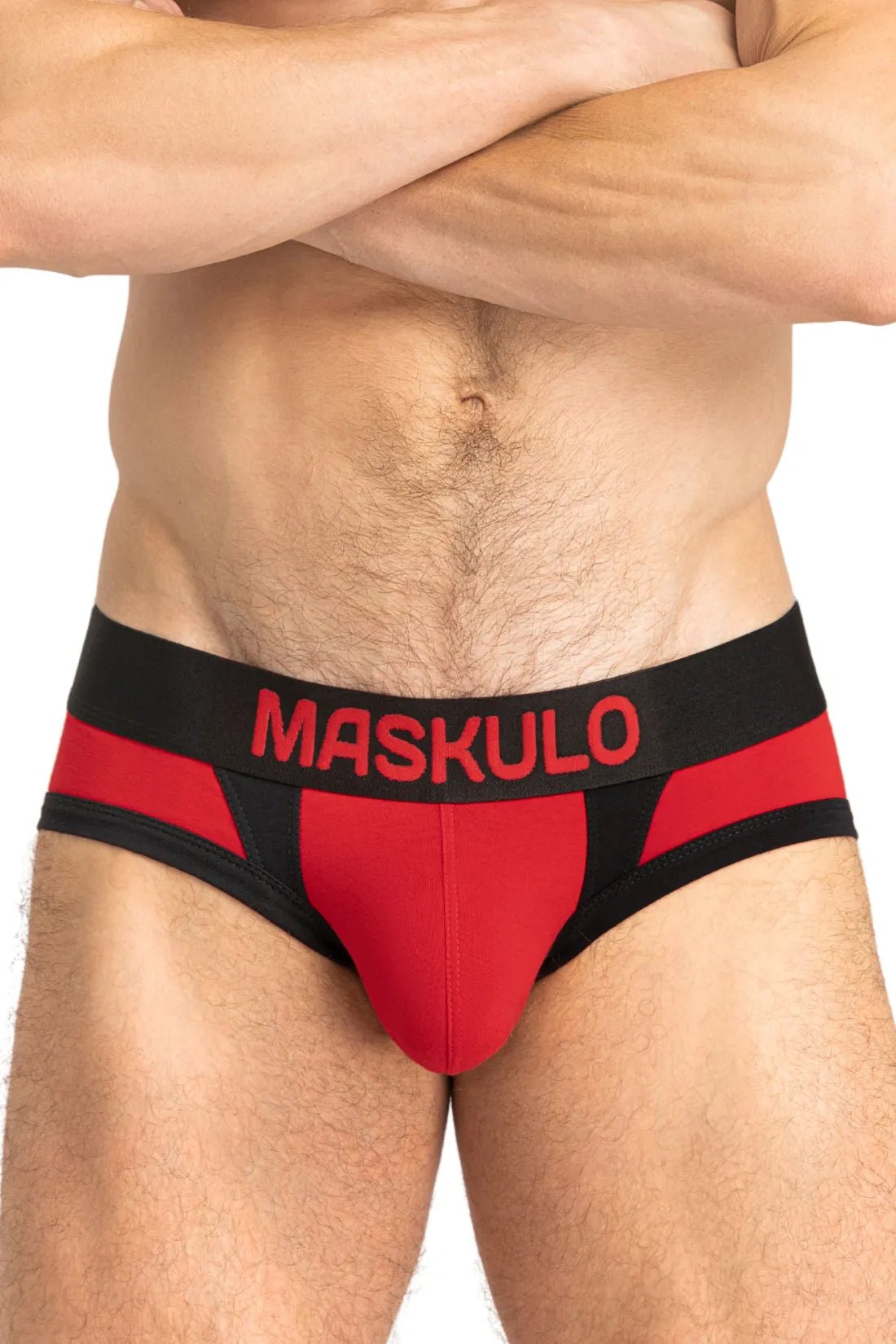 CAPTAIN - A Briefs with O - Inside - POUCH. Red and Black - MBR142 - Y3 - Maskulo US NY FL