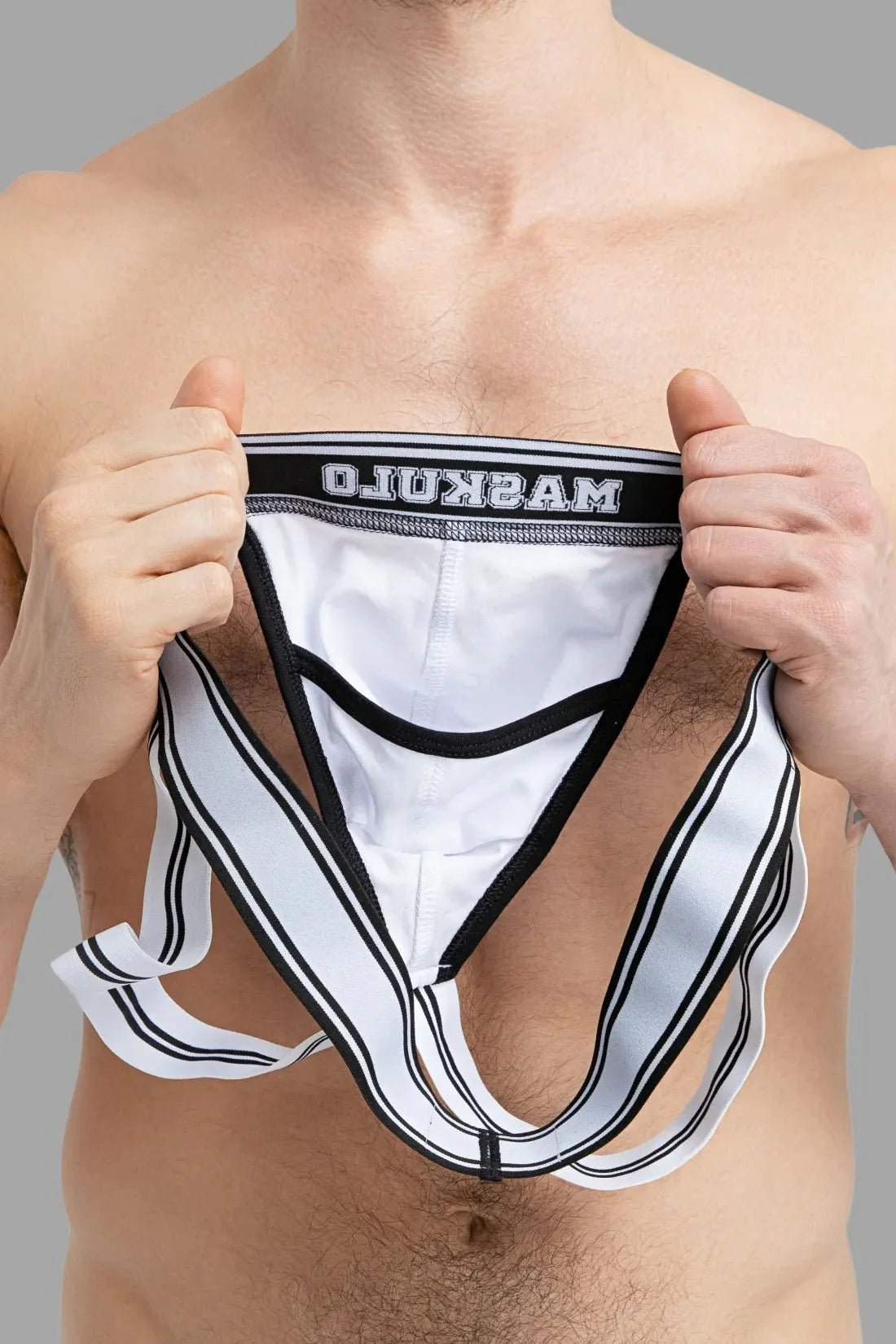 College Cotton Jock. White and Black - MJS136 - Y4 - Maskulo US NY FL