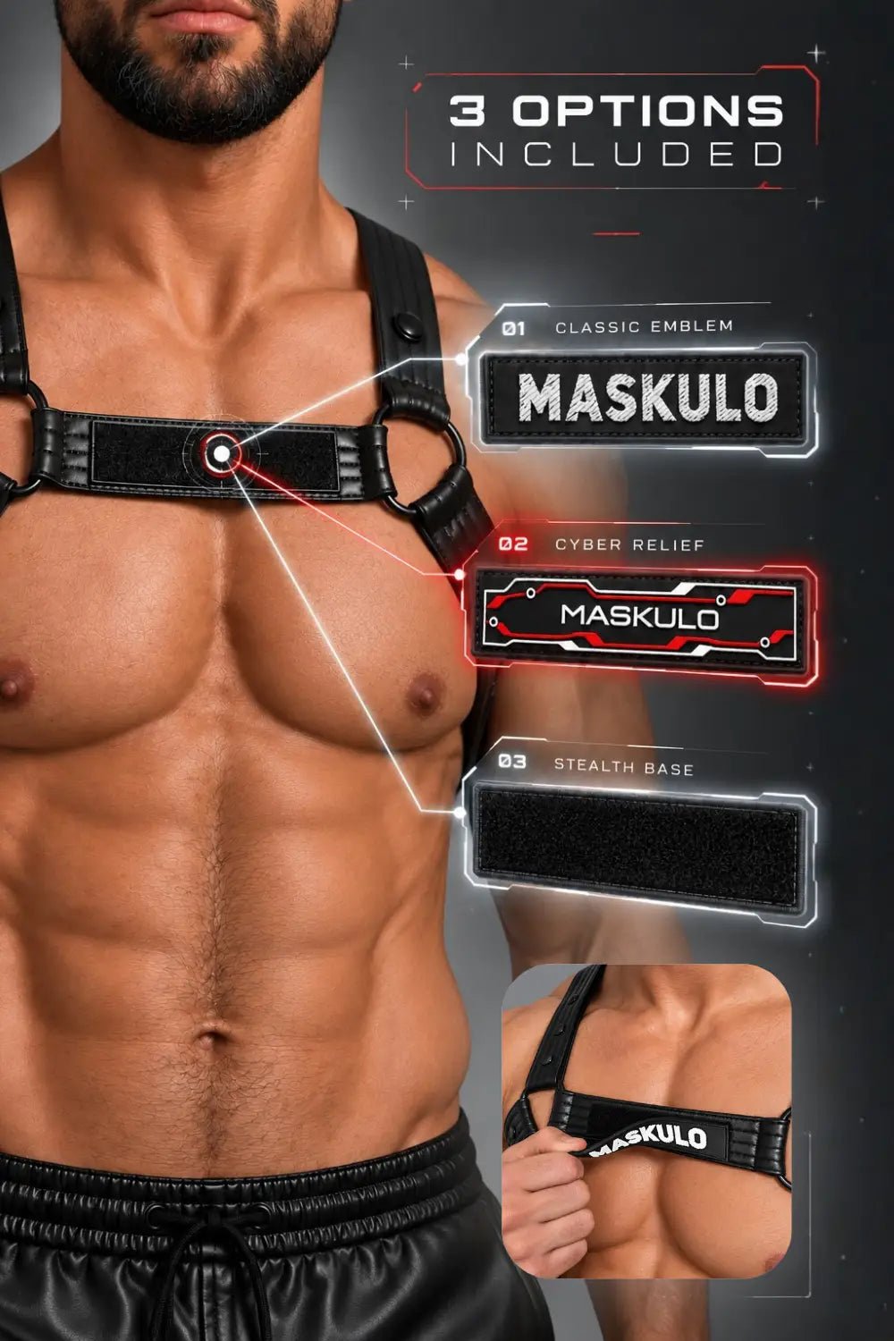 Corbin Thorso Body Harness. Black - MHR193-YX - Maskulo US NY FL