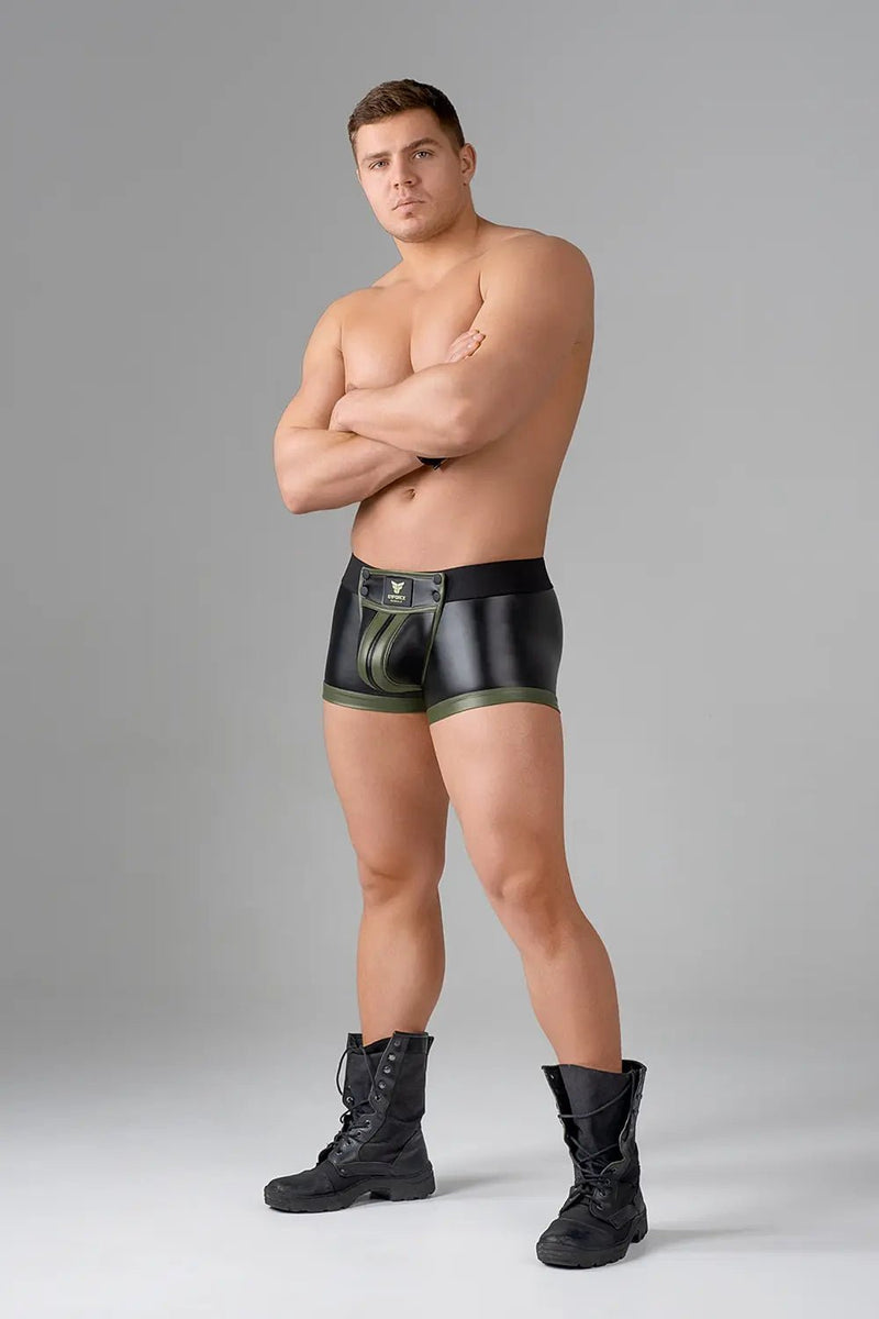 EnForce. Waist - high Codpiece Trunk shorts. Open Rear - MTR146-Y1 - Maskulo US NY FL