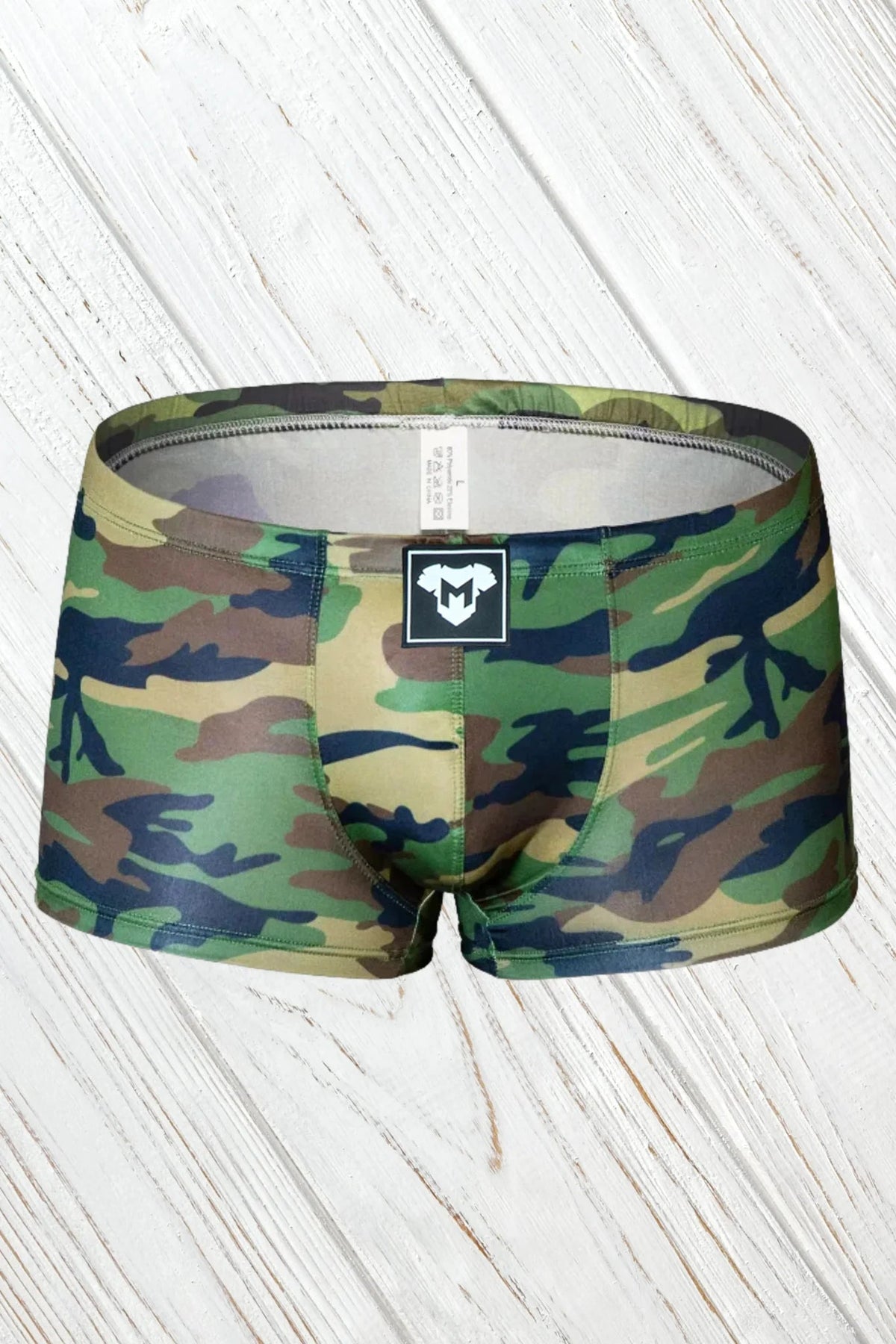 Hue Sleek Silky Trunk Shorts. Camouflage Woodland - MSH266 - Y2 - Maskulo US NY FL