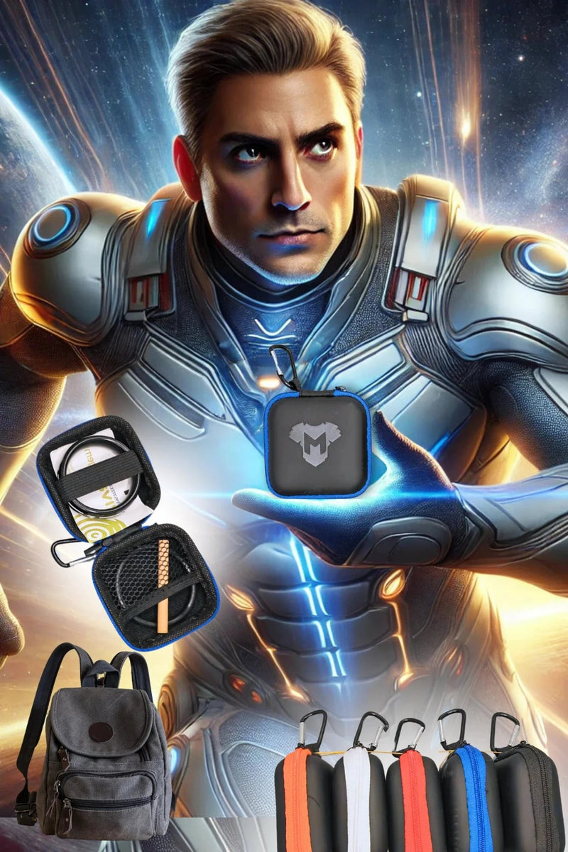 Jax Wanderlust. Mini Zip - Case with Carabiner. Black + Blue Royal - MCS105 - YX - Maskulo US NY FL