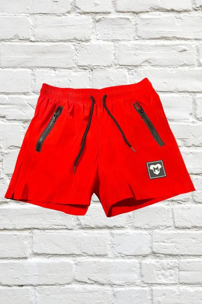 Jedd Synther' smooth gym shorts. 2 zip pockets. Red - MSH249 - Y1 - Maskulo US NY FL