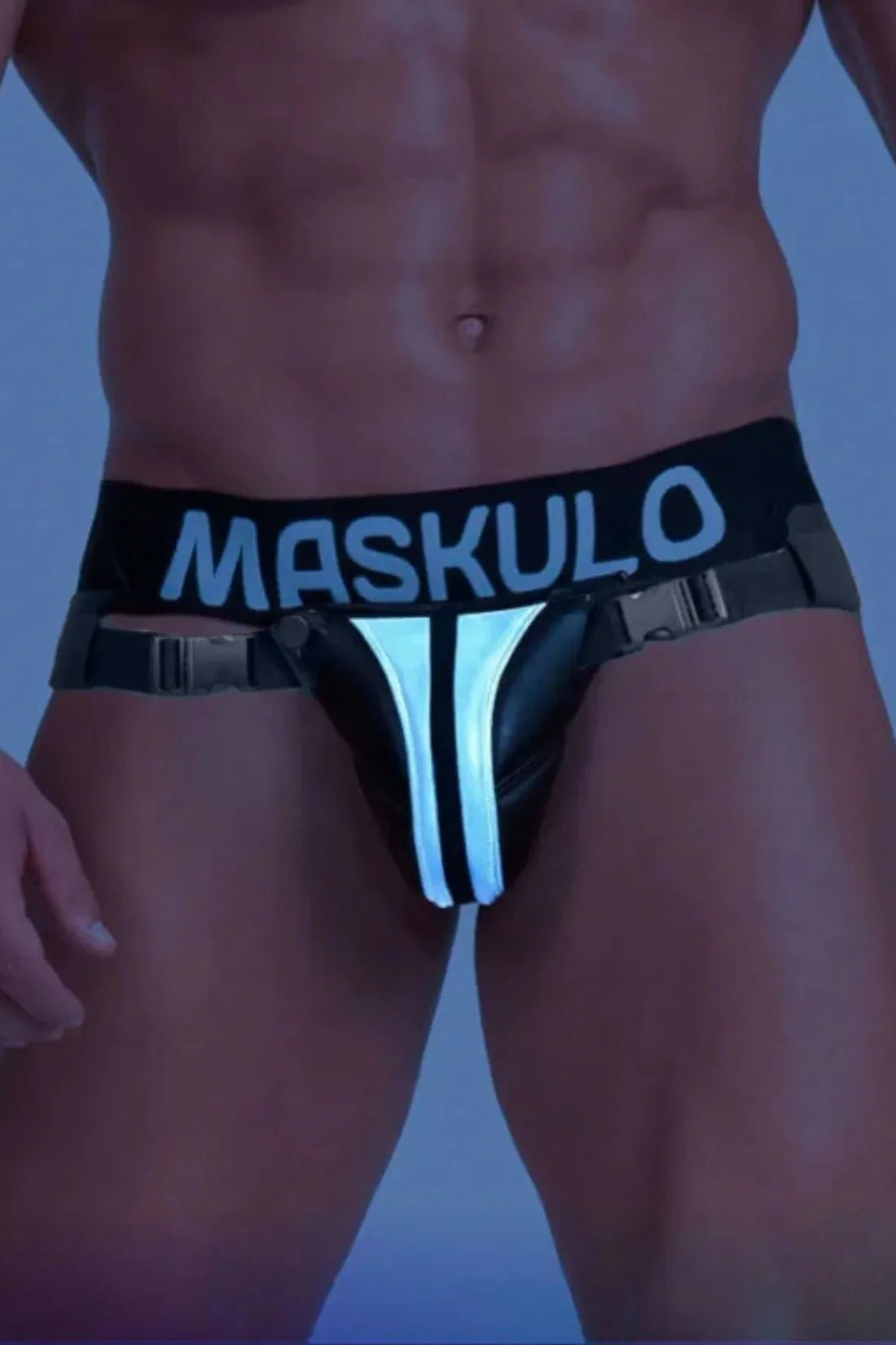 Jock with Plastic Fasteners. Black and Grey Reflective Light - MJS158 - Y4 - Maskulo US NY FL
