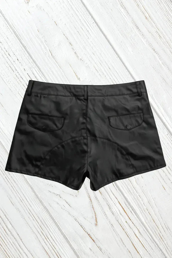 Kane Leatherbud PU Leather Shorts "Jeans Style". Black - MSH267 - Y1 - Maskulo US NY FL