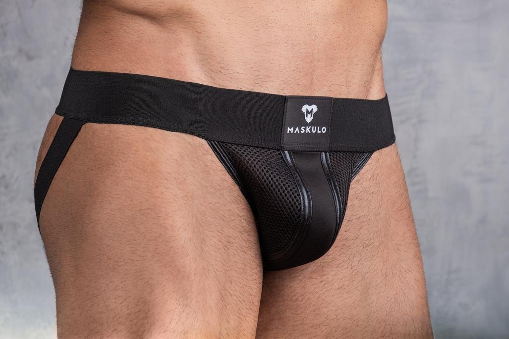 Maskulo Velcro Jockstrap. Black + White - MJS102-Y1 - Maskulo US NY FL