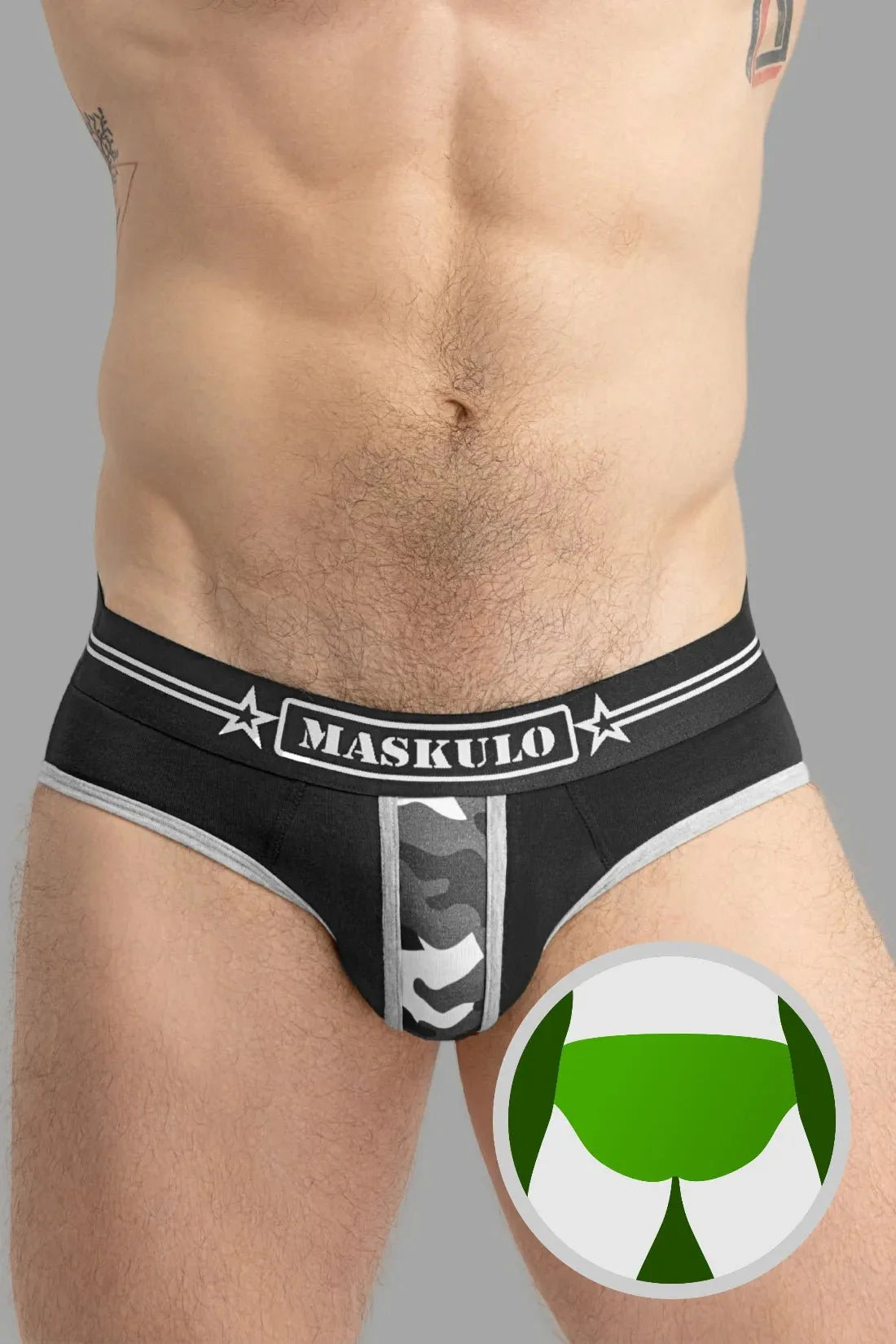 Military Briefs with Lifter. Black and Grey - Maskulo - MBR128 - Y3 - Maskulo Global (EU) Store