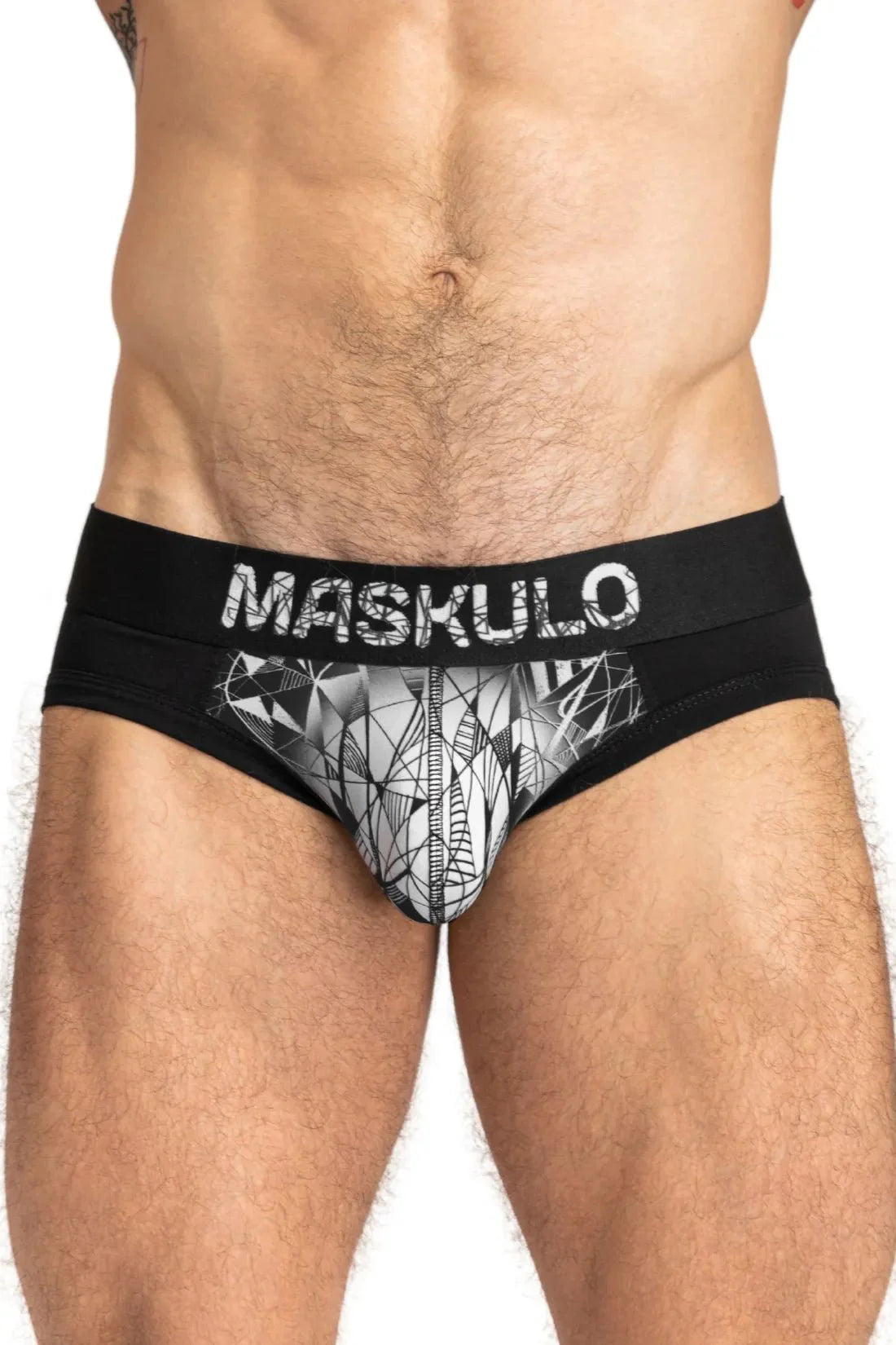 ARMOR Briefs with ART - X effect. Black and White - Maskulo - MBR146 - Y2 - Maskulo Global (EU) Store