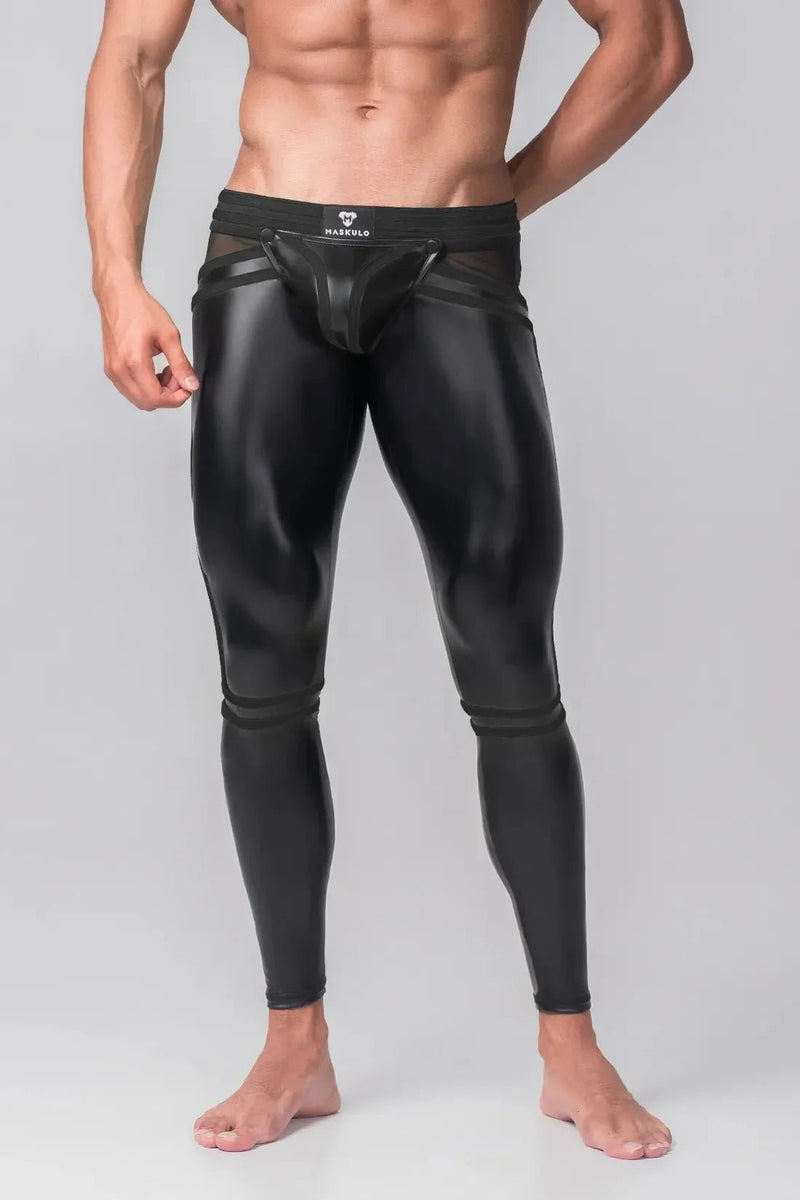 Men's Leggings. Codpiece. Zippered Rear. Black - MLG105 - Y5 - Maskulo US NY FL