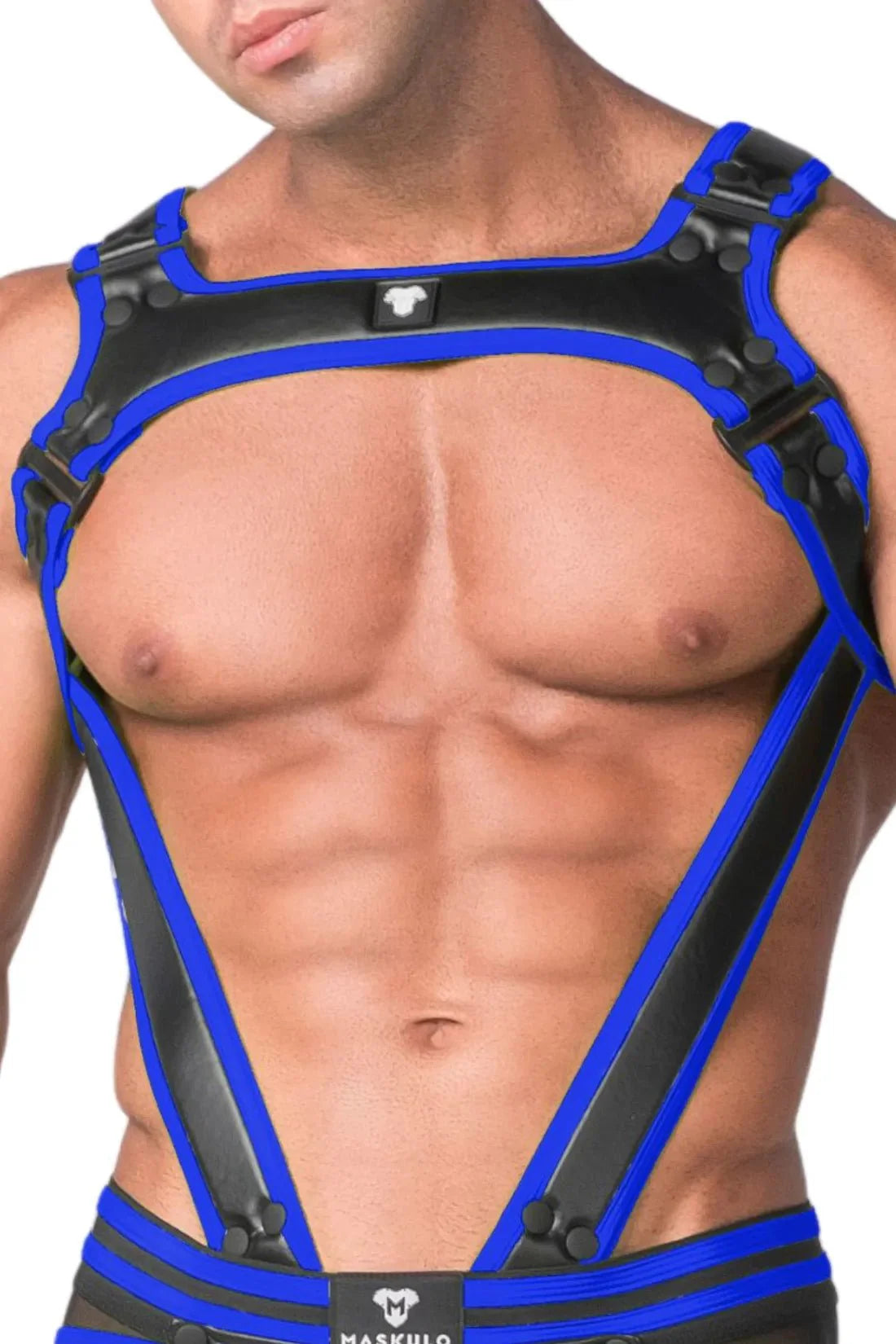 Youngero. Men's Body Harness. Black and Blue Royal - Maskulo - MHR103 - Y5 - Maskulo Global (EU) Store