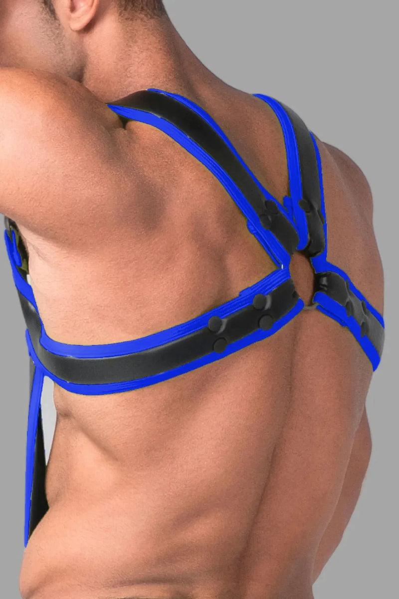 Youngero. Men's Body Harness. Black and Blue Royal - Maskulo - MHR103 - Y5 - Maskulo Global (EU) Store